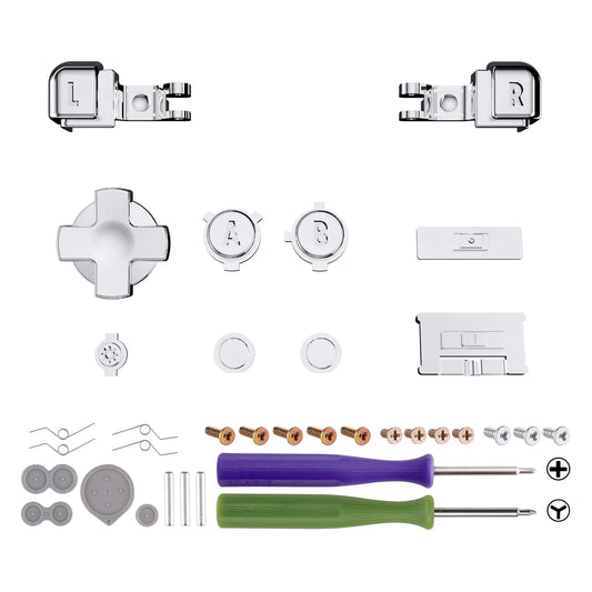 eXtremeRate Full Set Buttons for Gameboy Advance SP for GBA SP Console - Chrome Silver
