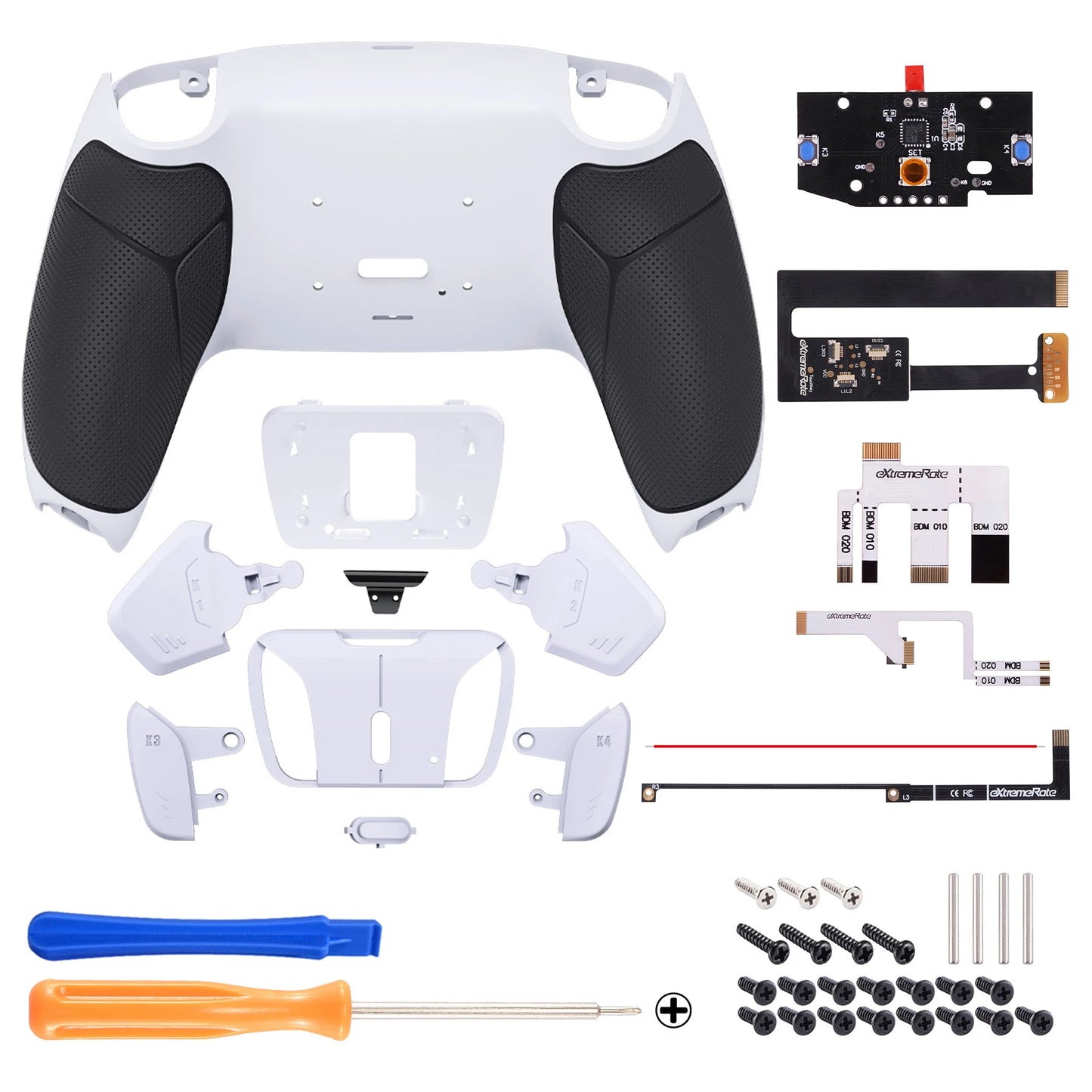 eXtremeRate Rubberized Grip Programable RISE4 Remap Kit for PS5 Controller BDM-010 & BDM-020, Board & Back Shell & Back Buttons