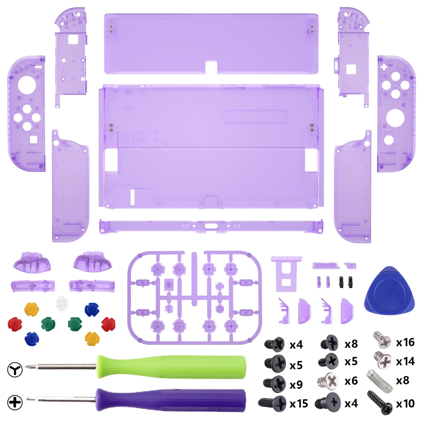 eXtremeRate Replacement Full Set Shell for Nintendo Switch OLED, Back Plate & Kickstand, Joycon Housing with Colorful Buttons
