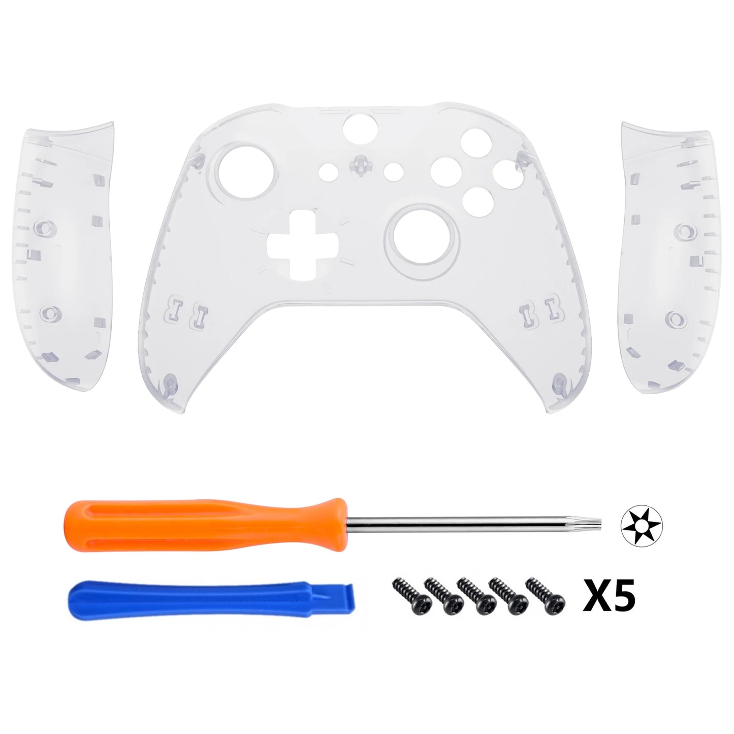 eXtremeRate Custom Top Shell Front Housing Faceplate Fix Kits for Xbox One X & One S Controller (Model 1708) - Clear Series