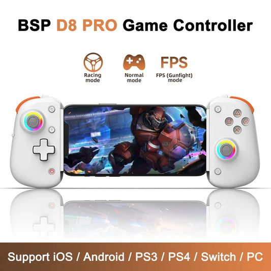 BSP D8 PRO RGB Tablet Controller Wireless Handle For Switch Game Bluetooth Stretching Joystick For P3 P4 Android IOS Gamepad