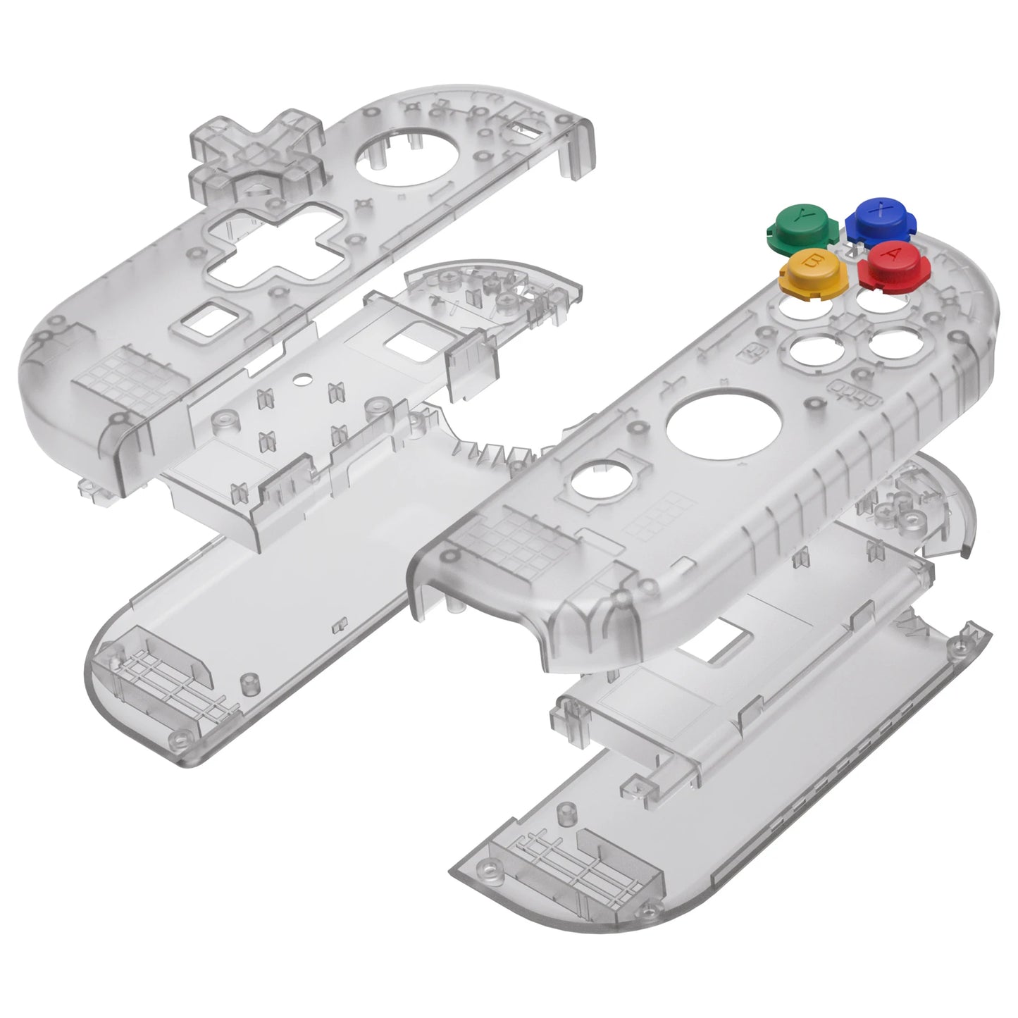 eXtremeRate Switch Gamepad Replacement Case Transparent Shell Cover for Nintend Switch NS JoyCon & NS OLED JoyCon - Clear Black