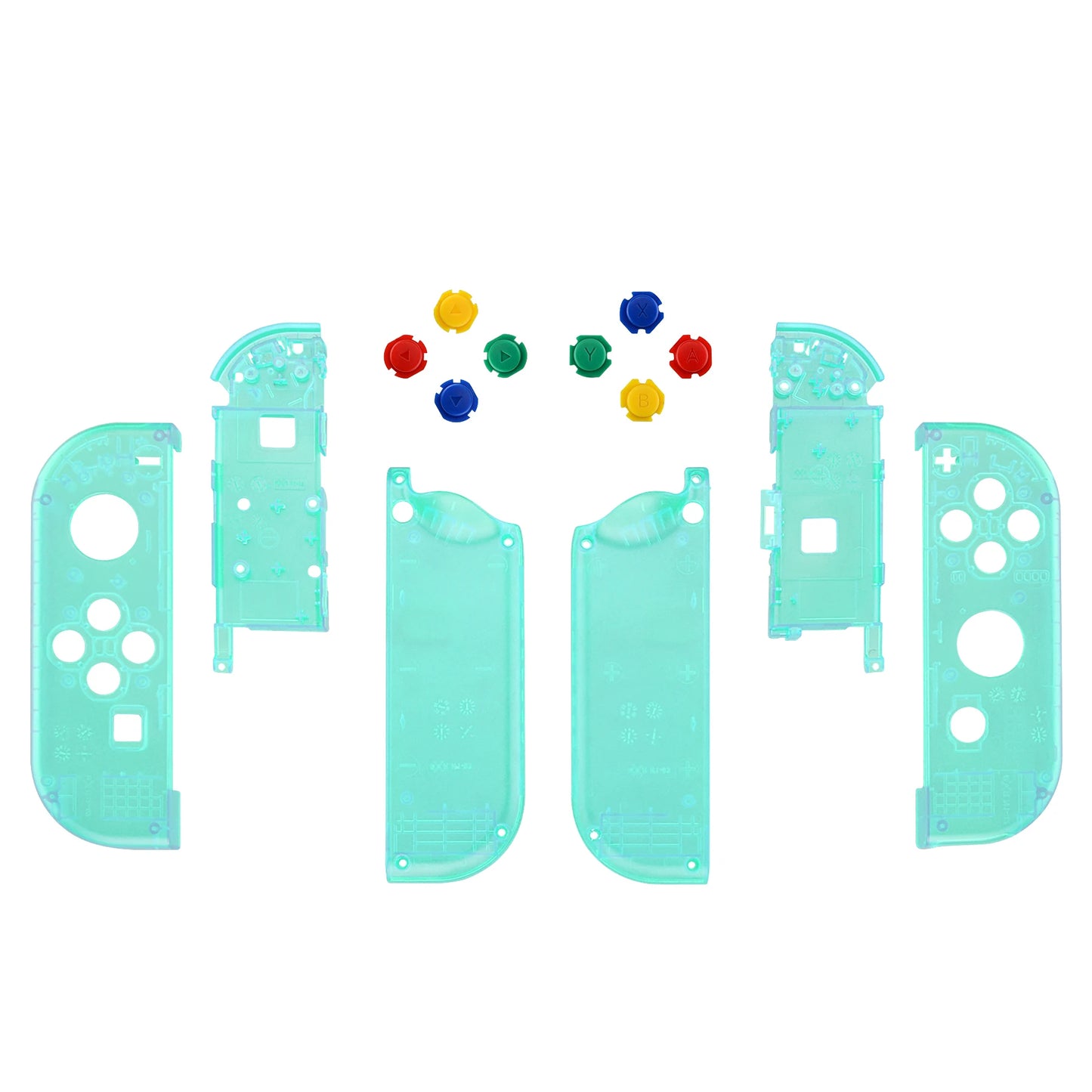 eXtremeRate Custom Transparent Housing Shell Cover W/Full Set Buttons for Nintendo Switch JoyCon & OLED JoyCon Controller