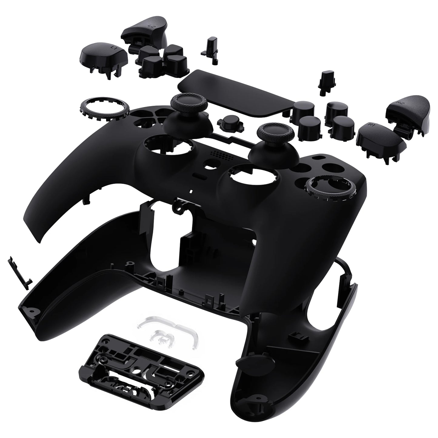 eXtremeRate Luna Redesigned Full Set Housing Shell Buttons Touchpad Cover for ps5 Controller BDM-030/040/050 - Black & Red &Gray