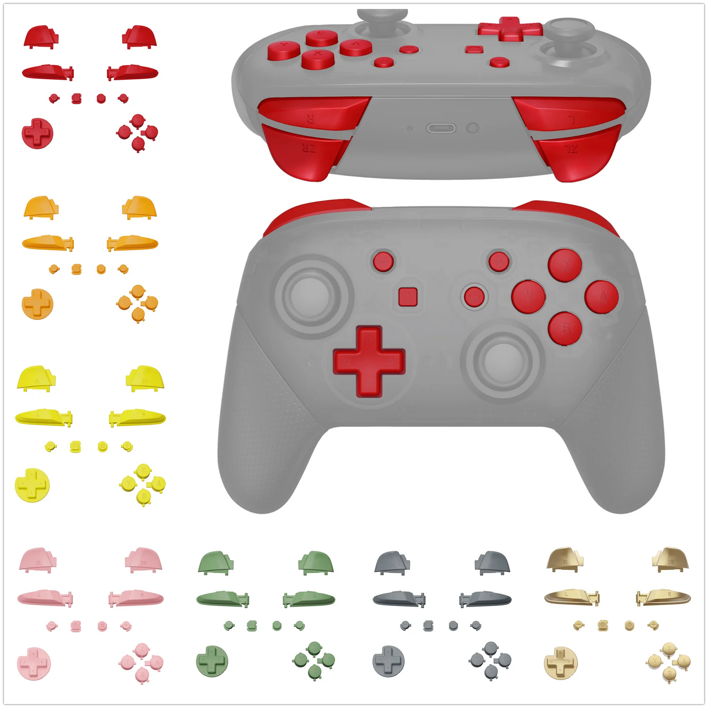 eXtremeRate DIY Replacement Full Set Buttons Repair ABXY D-pad ZR ZL L R Keys with Tools for NS Switch Pro Controller