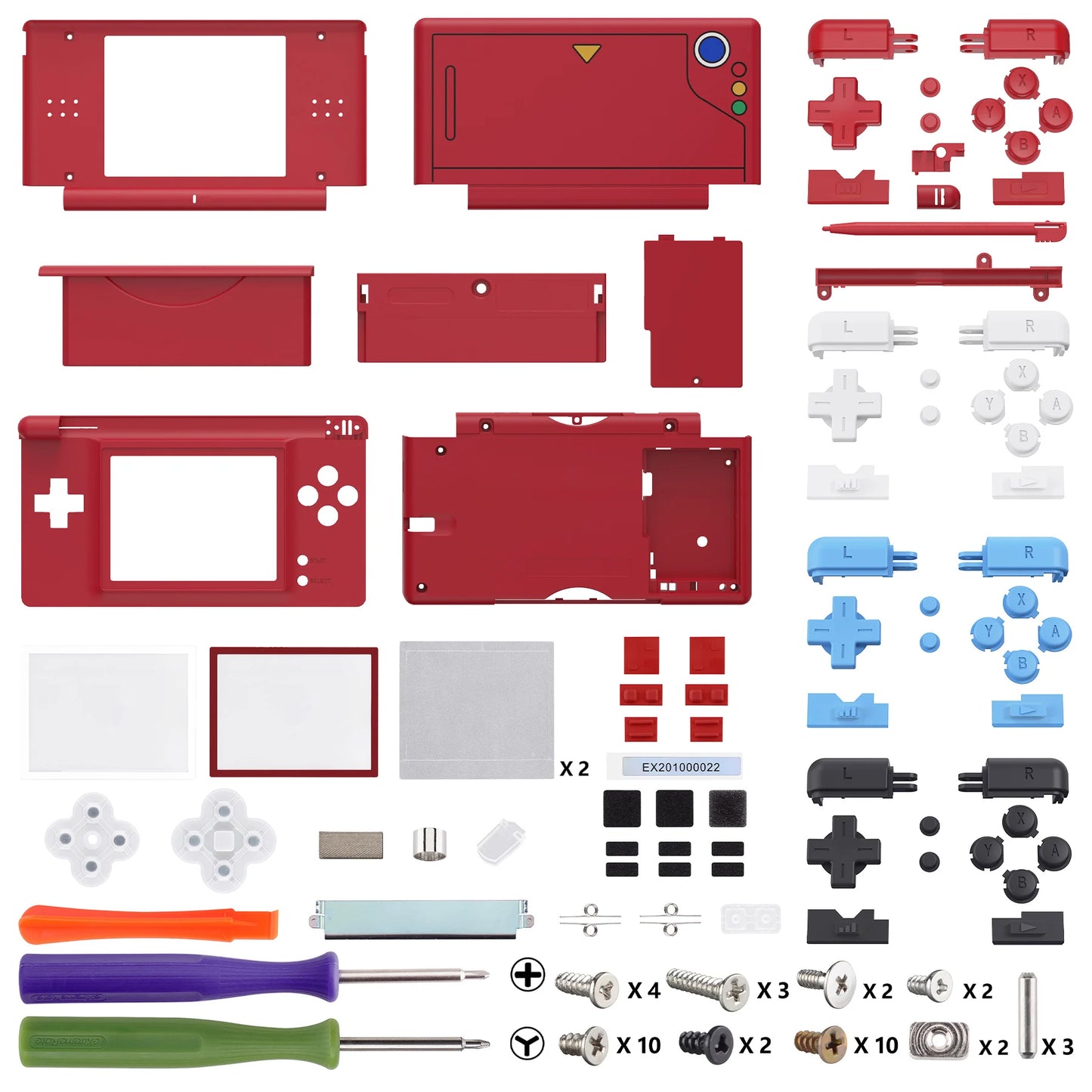 eXtremeRate Replacement Full Housing Shell for Nintendo DS Lite, Case Cover with Buttons, Screen Lens for NDSL - Monster Index