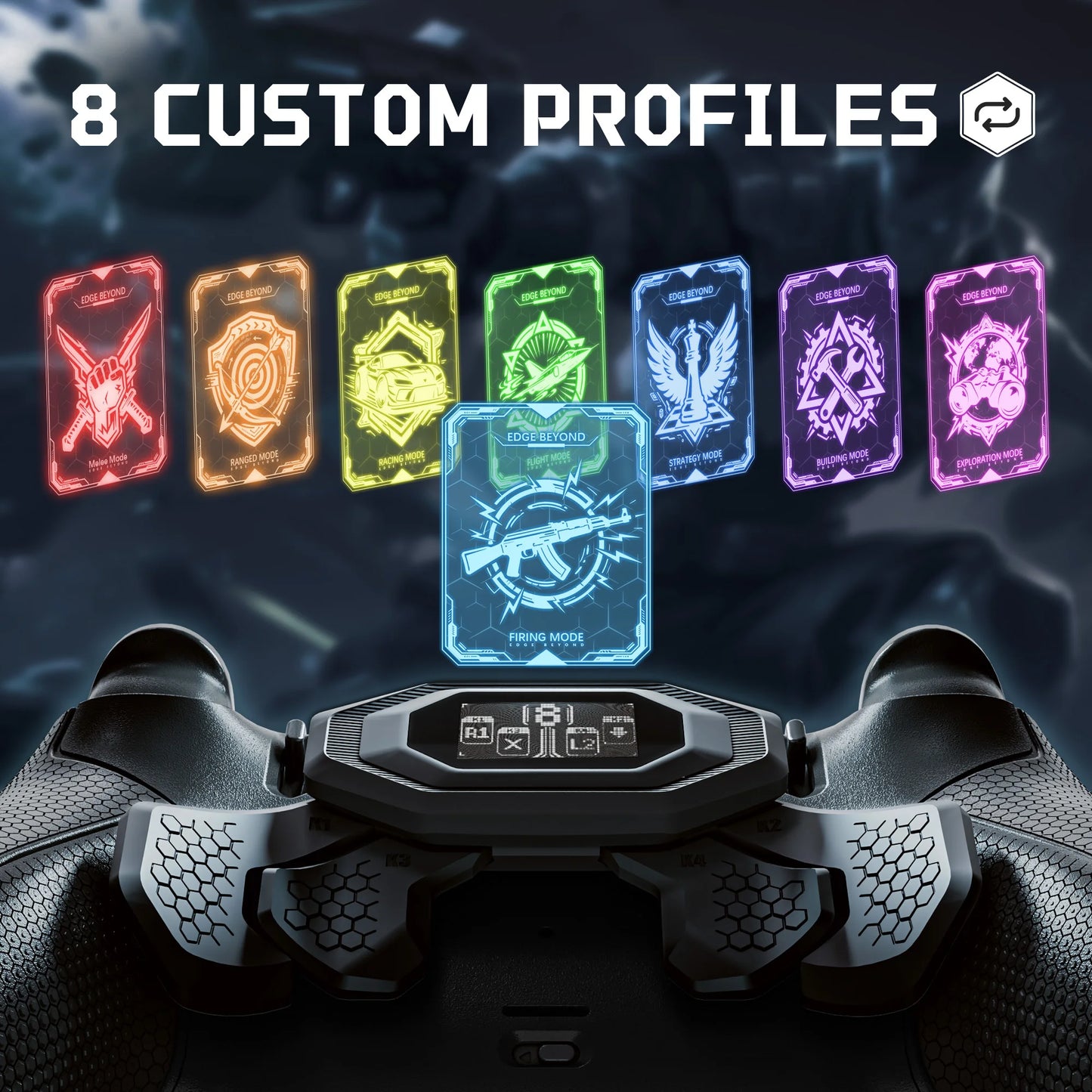 eXtremeRate for ps5 Edge Controller BEYOND Back Paddles Kit, Remappable 4 Back Buttons Attachment, OLED Display - Black