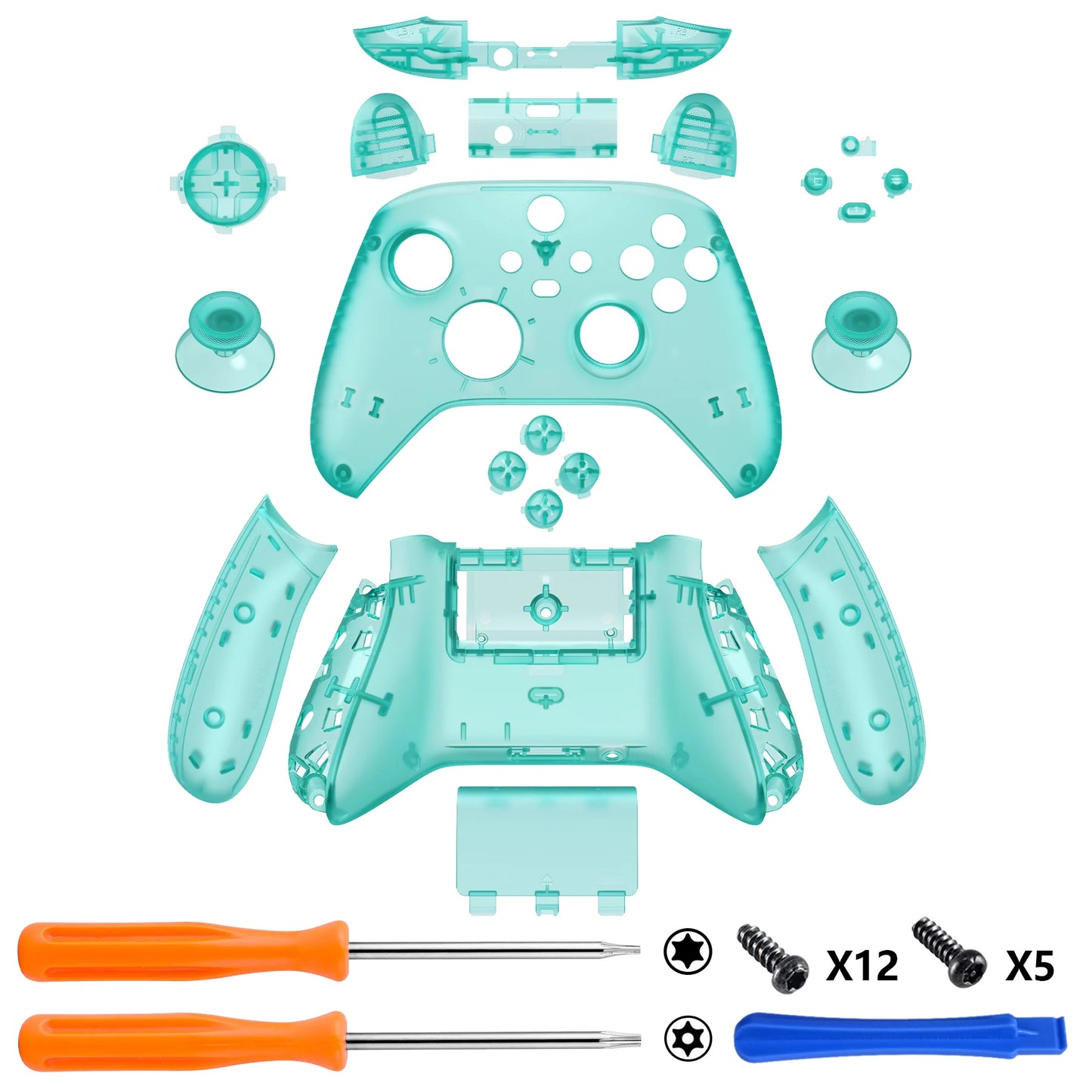 eXtremeRate Replacement Custom Transparent Controller Full Set Housing Shell with Buttons for Xbox Core Wireless Controller