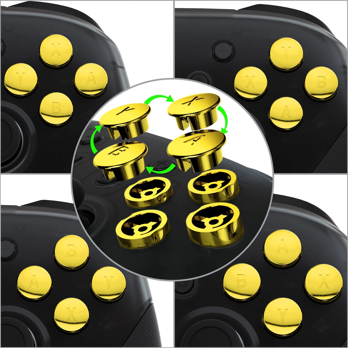 eXtremeRate Interchangeable ABXY Buttons DIY Swappable Replacement ABXY for NS Pro Controller - Controller NOT Included
