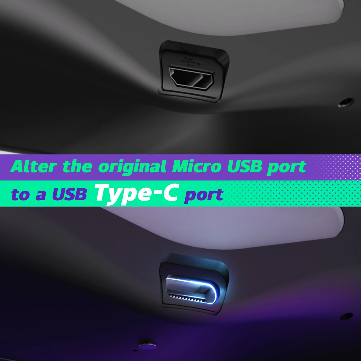 eXtremeRate Dawn Type-C Version Remap Kit for PS4 Slim Pro Controller JDM-040/050/055 W/Mapping Profiles, Back Shell & Buttons