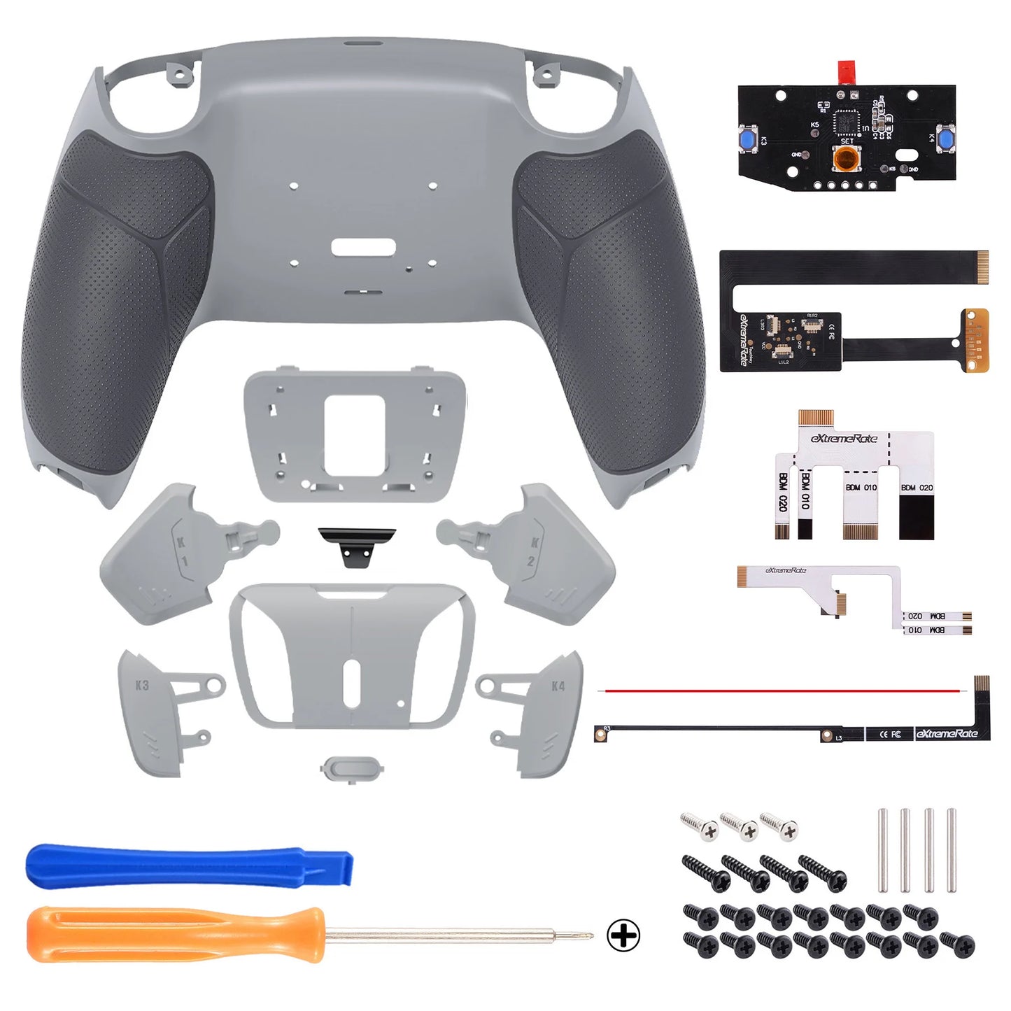 eXtremeRate Rubberized Grip Programable RISE4 Remap Kit for PS5 Controller BDM-010 & BDM-020, Board & Back Shell & Back Buttons
