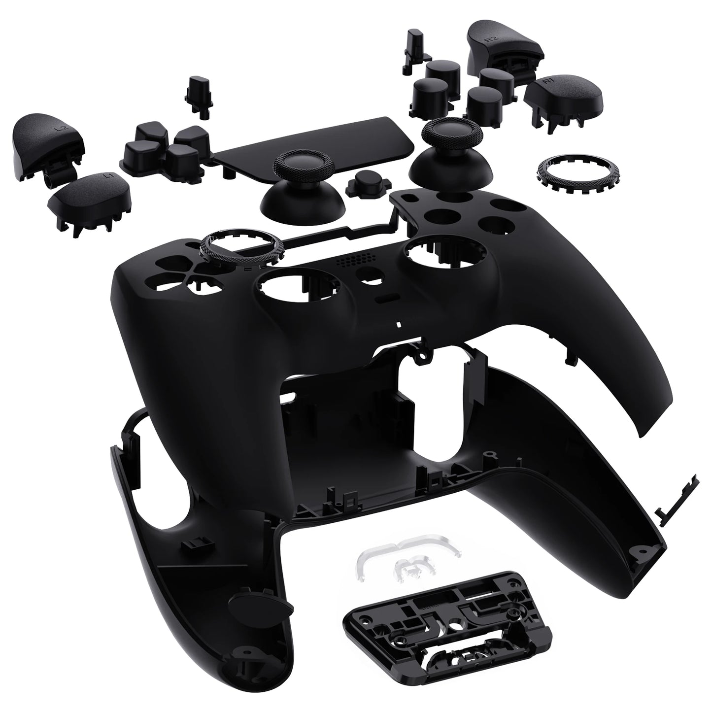 eXtremeRate Luna Redesigned Full Set Housing Shell Buttons Touchpad Cover for ps5 Controller BDM-030/040/050 - Black & Red &Gray