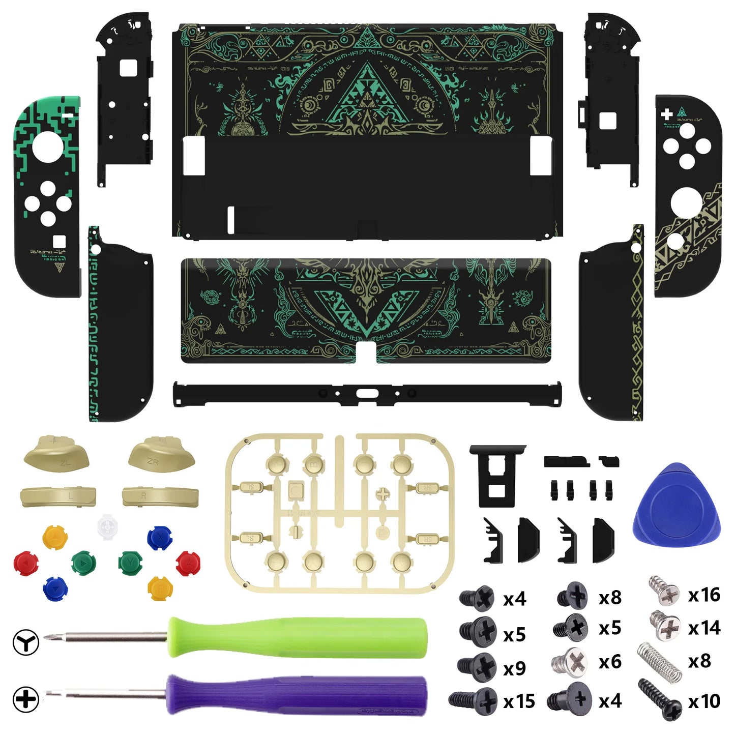 eXtremeRate Full Set Shell for Nintendo Switch OLED, Back Plate Kickstand & Buttons - Patterned Series
