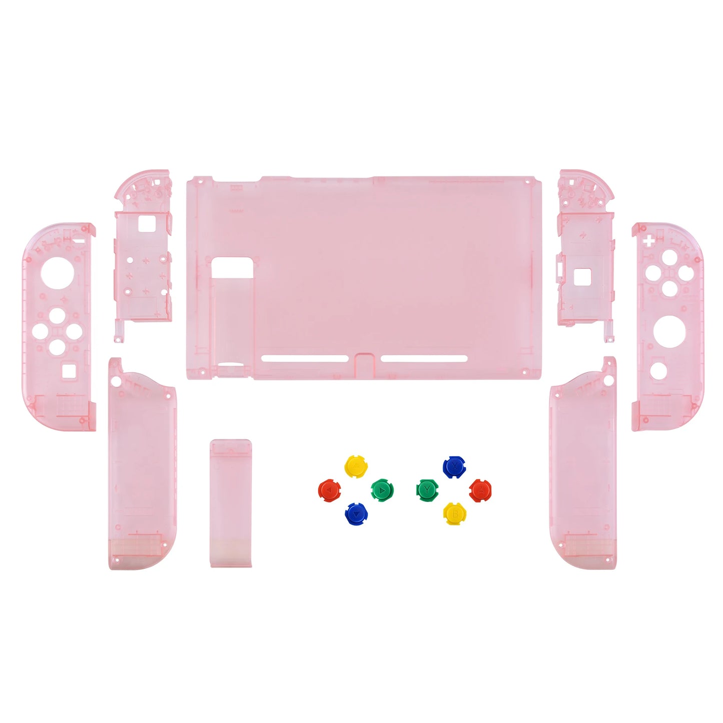 eXtremeRate Transparent Console Back Plate with Controller Housing Shell with Buttons for NS Switch Console & JoyCon