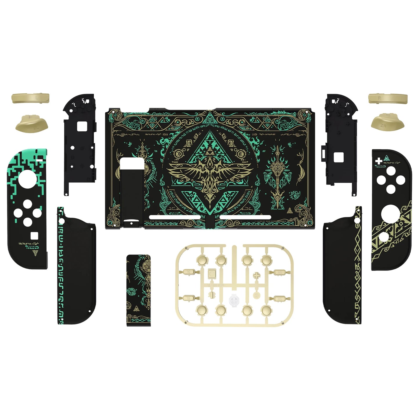 eXtremeRate Console Back Plate Controller Housing Shell w/Full Set Button for Nintendo Switch - Glow in Dark - Totem of Kingdom