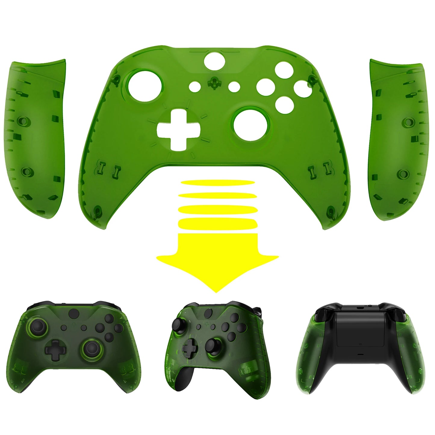 eXtremeRate Custom Top Shell Front Housing Faceplate Fix Kits for Xbox One X & One S Controller (Model 1708) - Clear Series