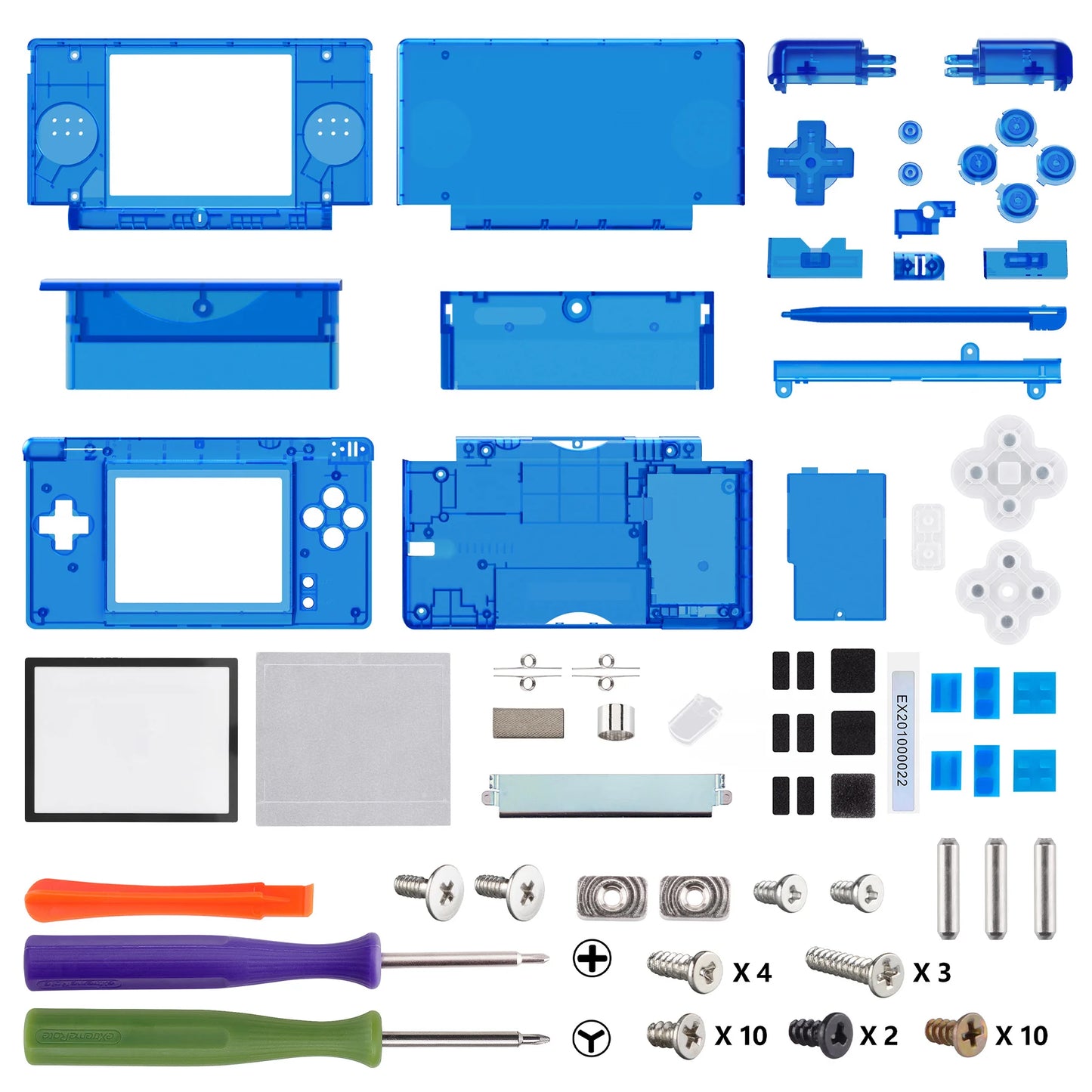 eXtremeRate Replacement Full Housing Shell for Nintendo DS Lite, Custom Case Cover Button Screen Len for NDSL - Clear Series
