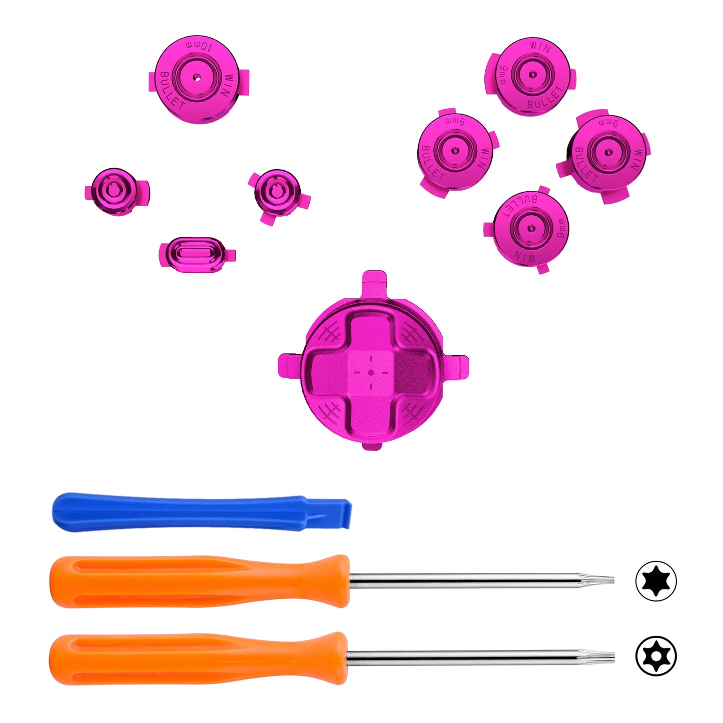 eXtremeRate 9 in 1 Custom Metal Buttons for Xbox Core Wireless Controller, Home ABXY Bullet Buttons for Xbox Series X/S
