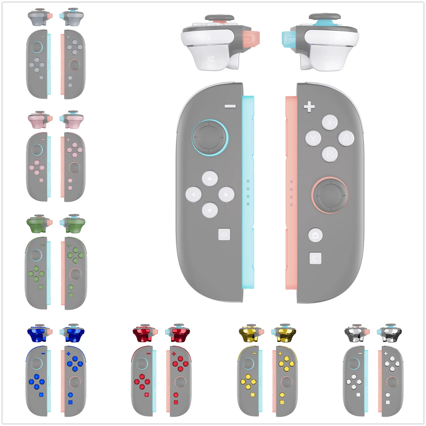 eXtremeRate DIY Replacement Full Set Buttons for Joycon 2, ABXY & Dpad & C Home & Release & Trigger Button for Nintendo Switch 2