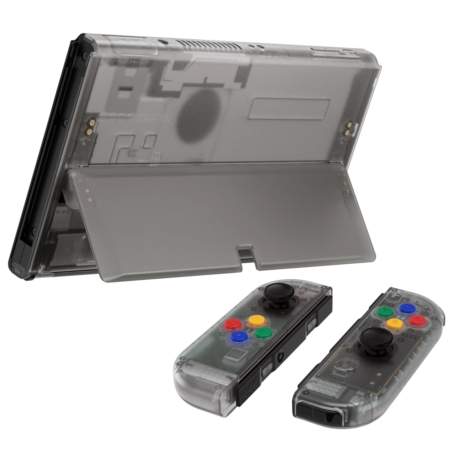 eXtremeRate Replacement Full Set Shell for Nintendo Switch OLED, Back Plate & Kickstand, Joycon Housing with Colorful Buttons