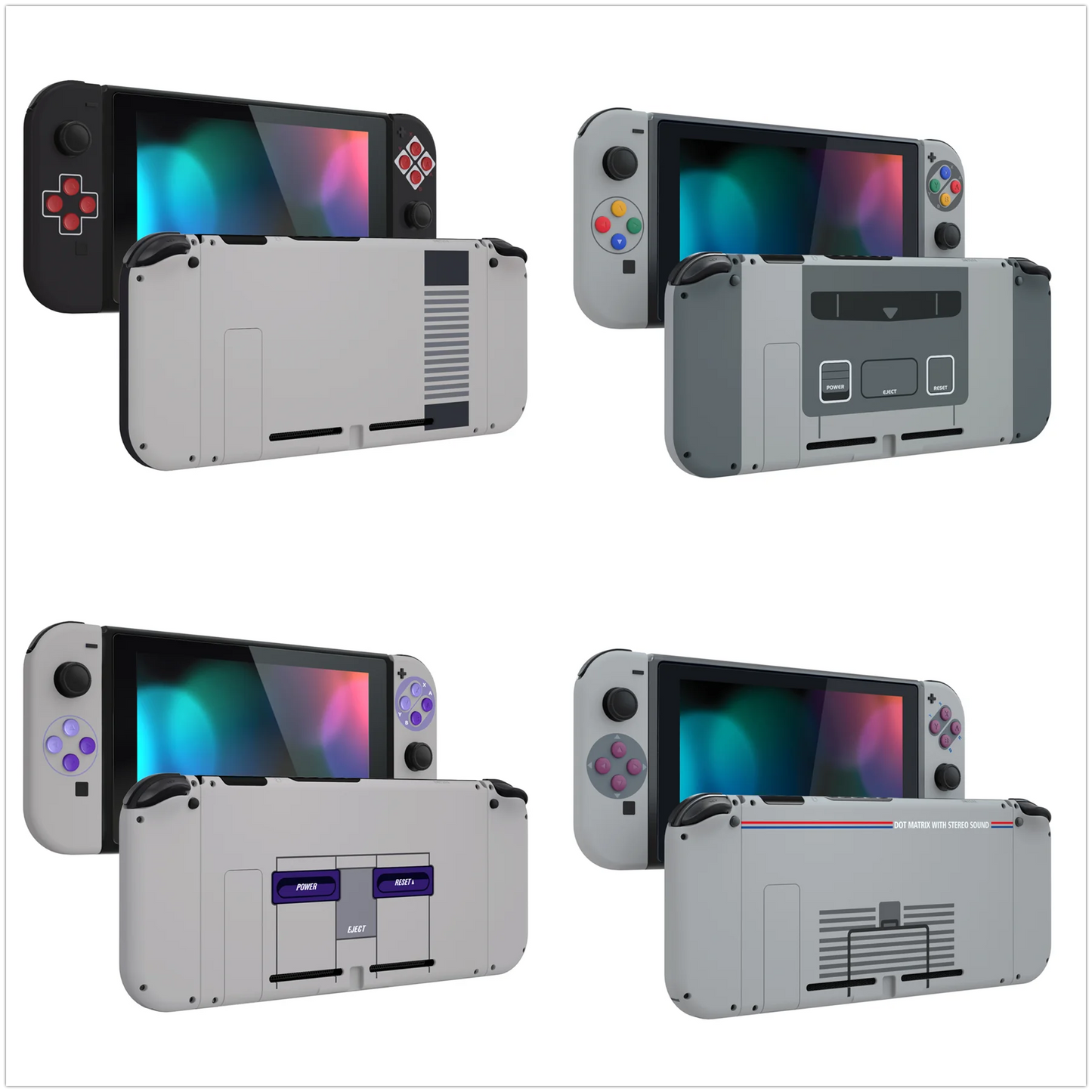 eXtremeRate Grip Console Backplate Controller Housing Shell with Full Set Buttons for NS Switch - Classics Style