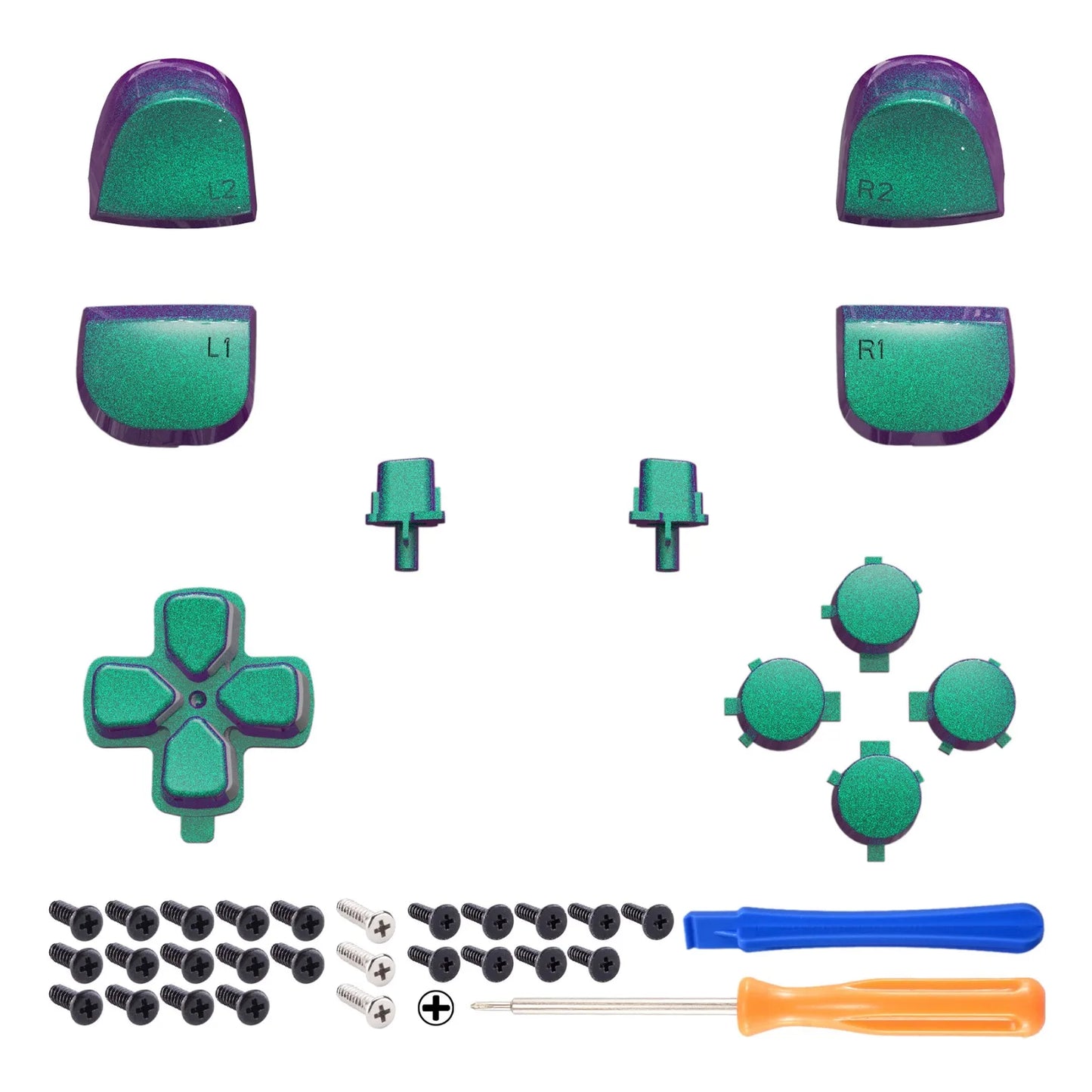 eXtremeRate D-pad R1 L1 R2 L2 Triggers Share Options Face Buttons, Full Set Buttons Compatible with ps5 Controller BDM-010 & 020