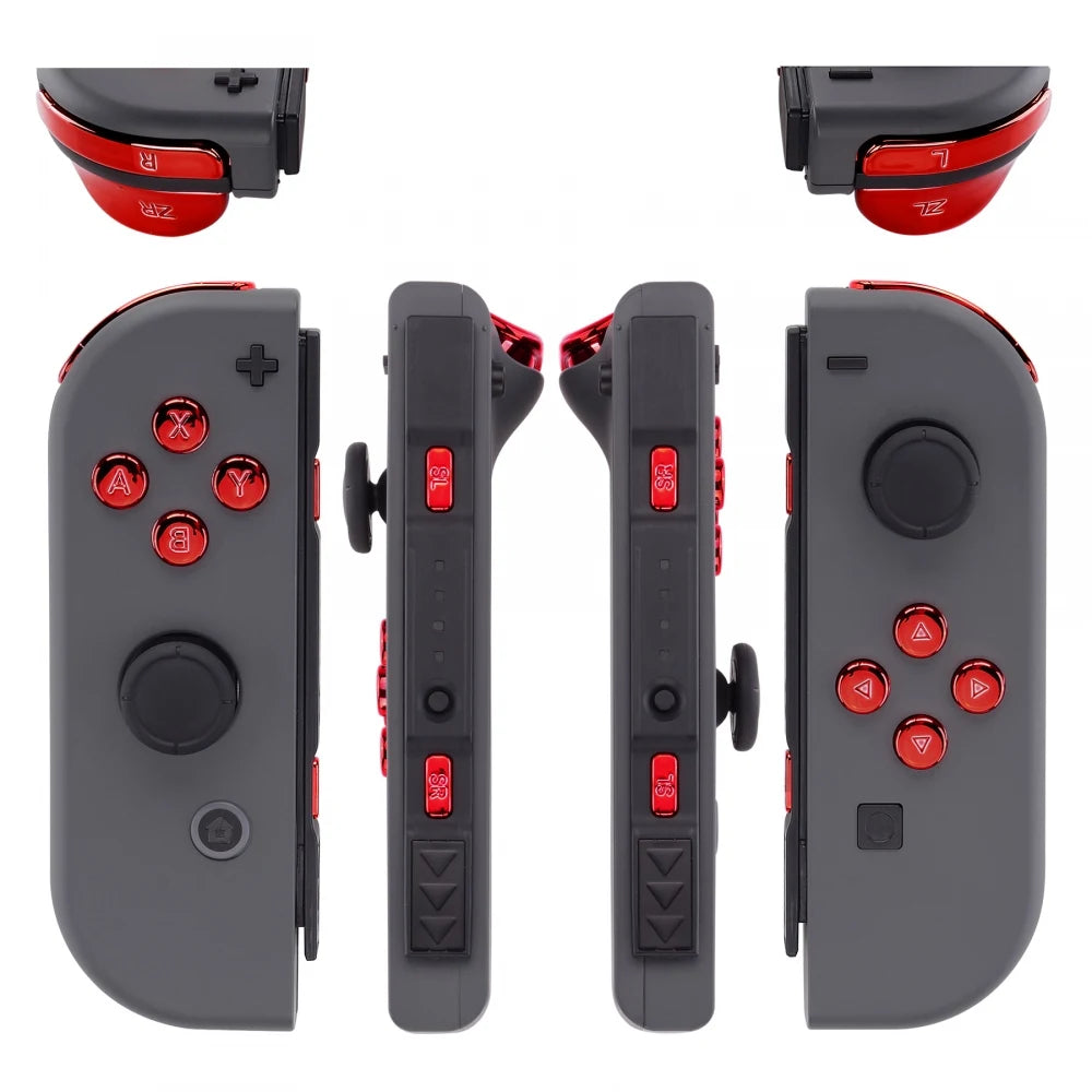 eXtremeRate Full Set Buttons with Tools for Nintendo Switch & OLED JoyCon, Chrome Replacement ABXY SR SL L R ZR ZL Trigger
