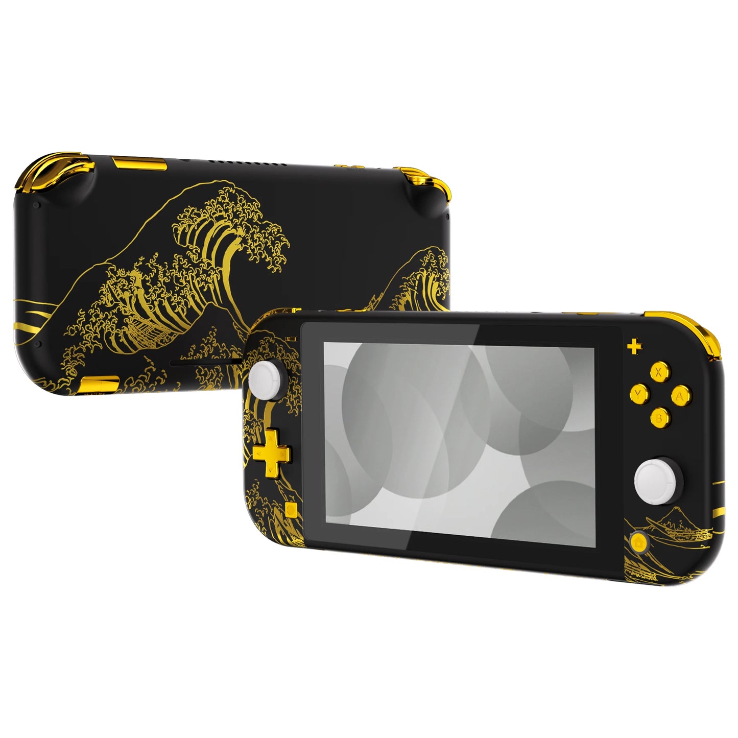 eXtremeRate Soft Touch DIY Custom Replacement Housing Shell with Screen Protector for Ns Switch Lite - The Great GOLDEN Wave