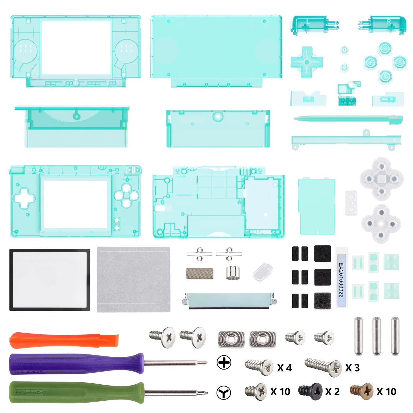 eXtremeRate Replacement Full Housing Shell for Nintendo DS Lite, Custom Case Cover Button Screen Len for NDSL - Clear Series