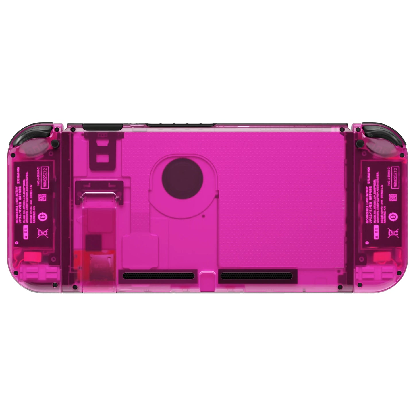 eXtremeRate Clear Candy Pink Console Back Plate Controller Housing Shell Case with Buttons for NS Switch Console & JoyCon