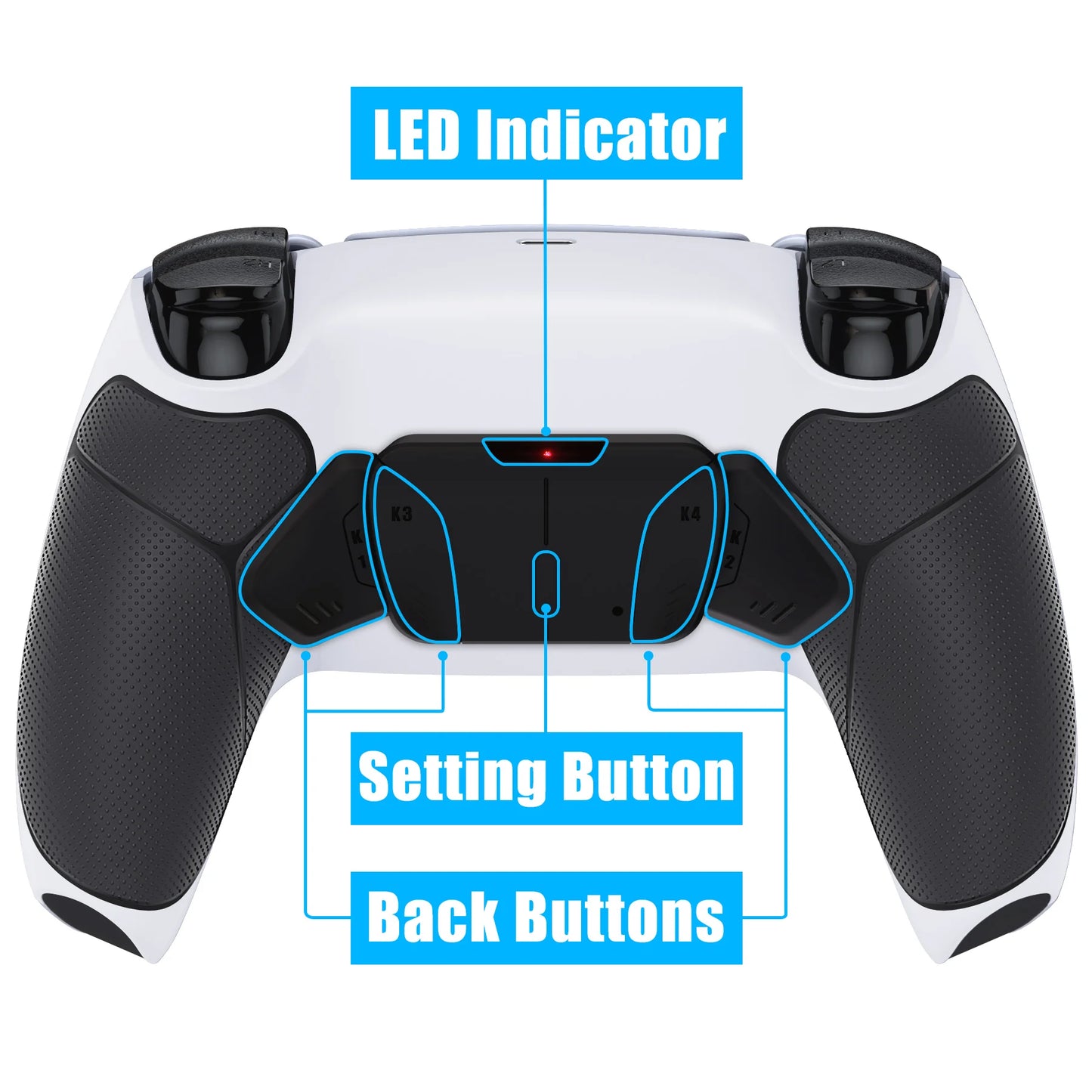 eXtremeRate Rubberized Grip Programable RISE4 Remap Kit for PS5 Controller BDM-010 & BDM-020, Board & Back Shell & Back Buttons
