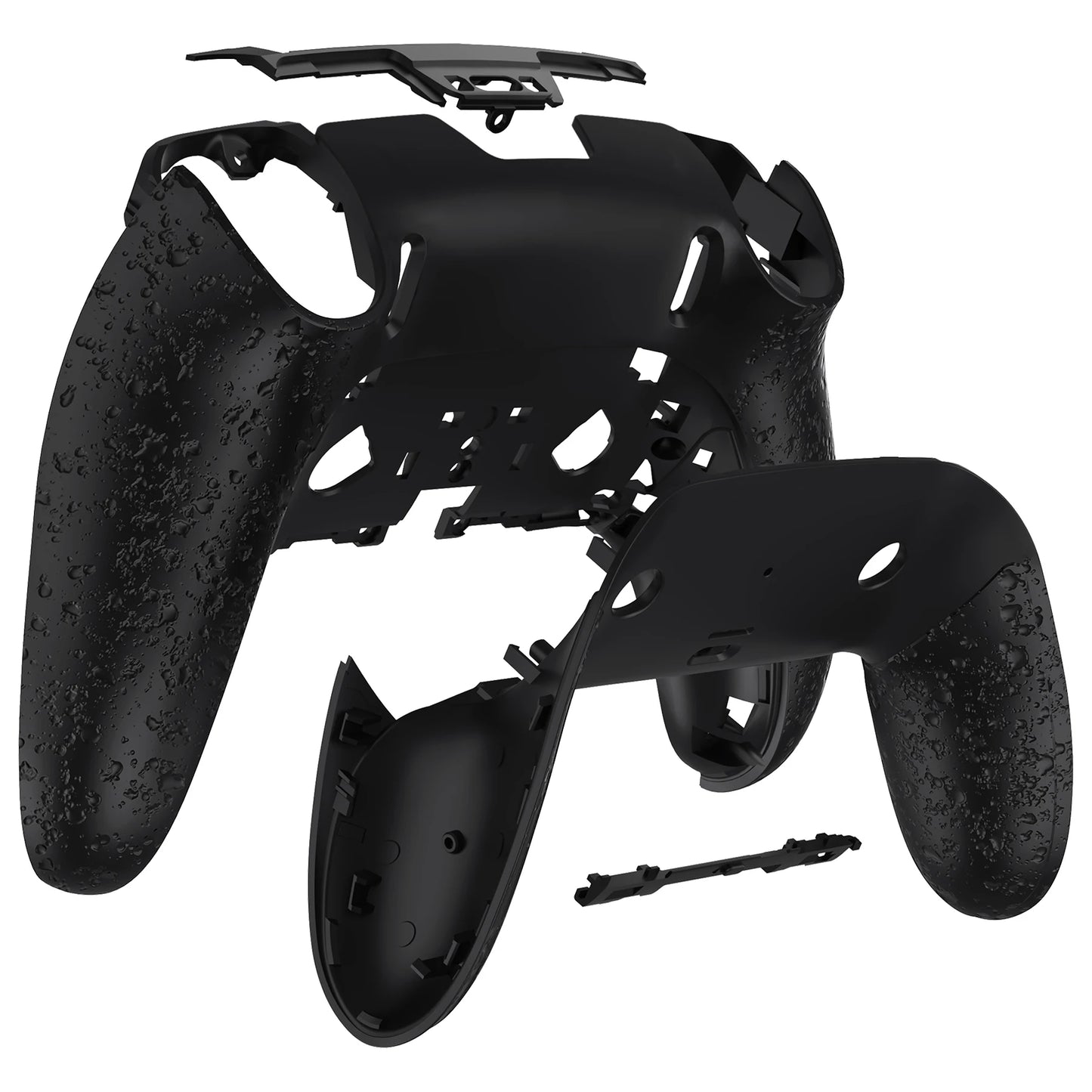 eXtremeRate Replacement Back Housing Bottom Shell & Clip Shell Compatible with ps5 Edge Controller - Textured Black