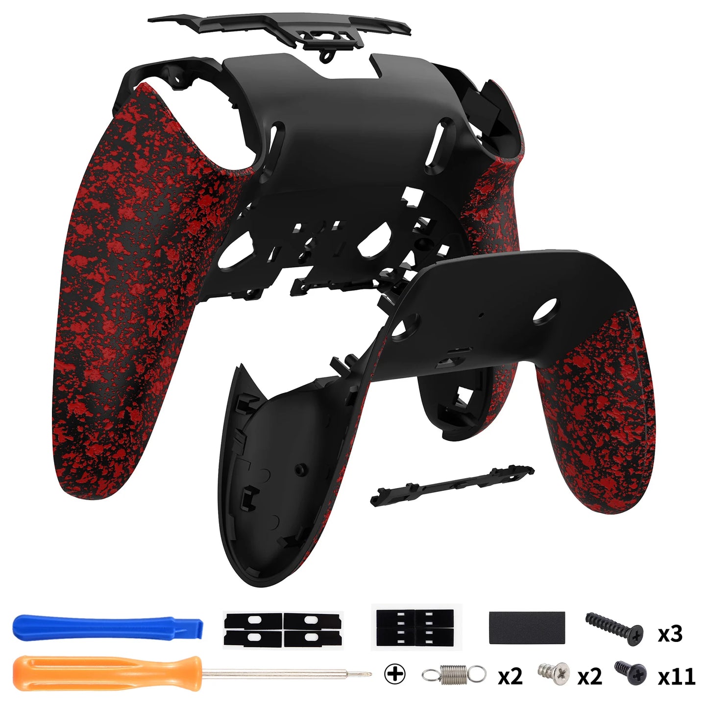 eXtremeRate Replacement Back Housing Bottom Shell & Clip Shell Compatible with ps5 Edge Controller - Textured Black