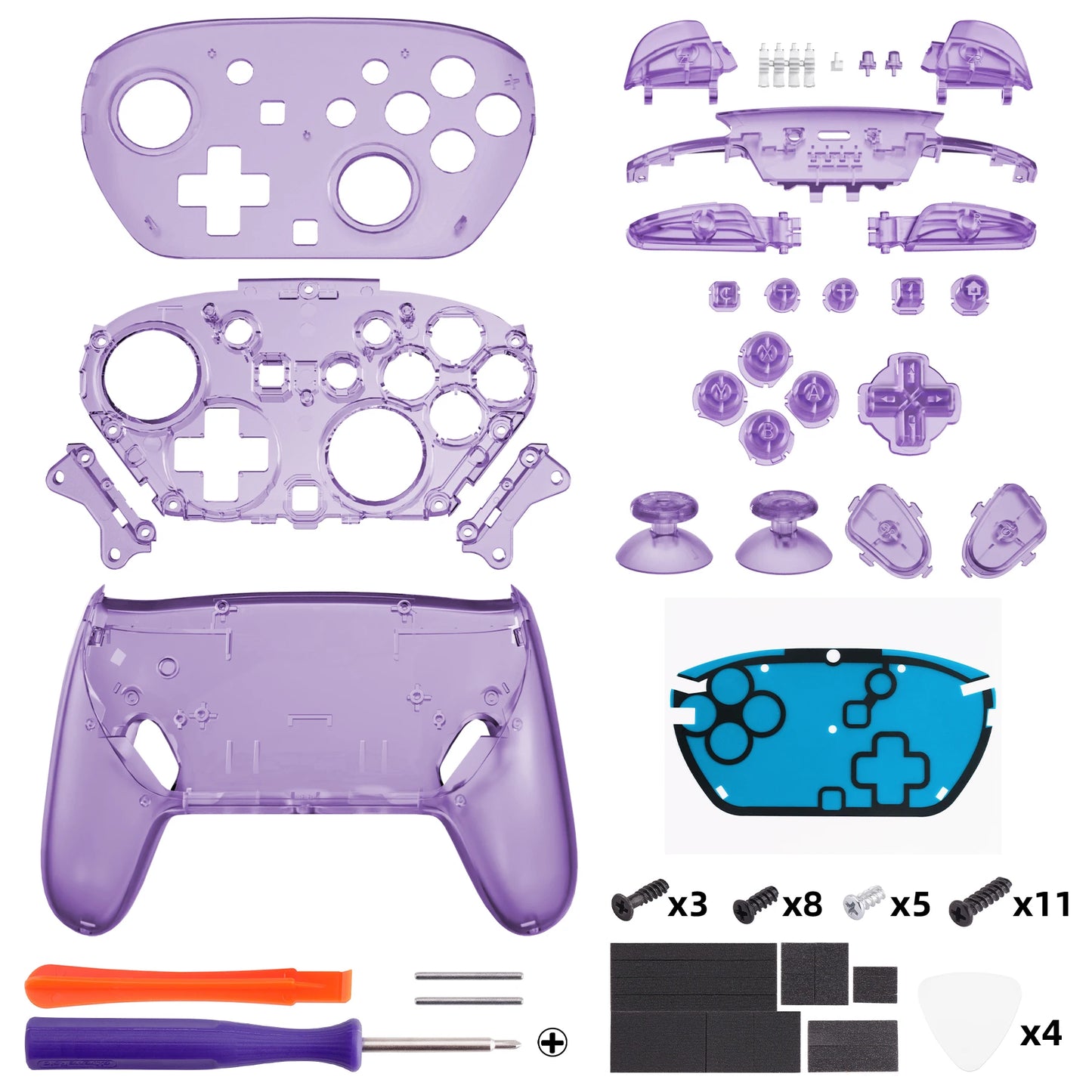 eXtremeRate DIY Replacement Full Set Shell Buttons for Nintendo Switch 2 Pro Controller, Faceplate Rear Bottom Cover
