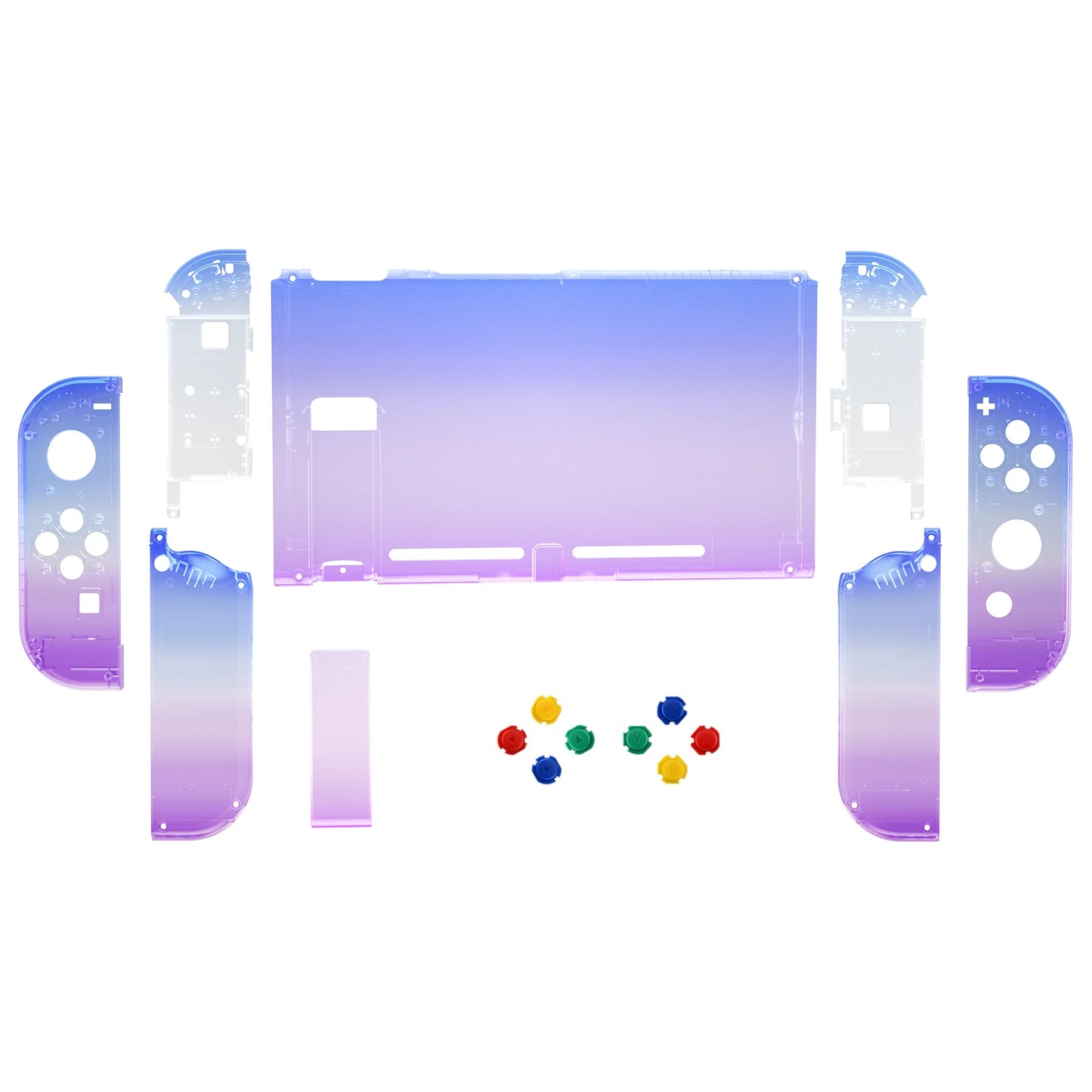 eXtremeRate DIY Replacement Back Shell with Full Set Buttons for NS Switch, Joycon Handheld Grips Kickstand - Gradient Series