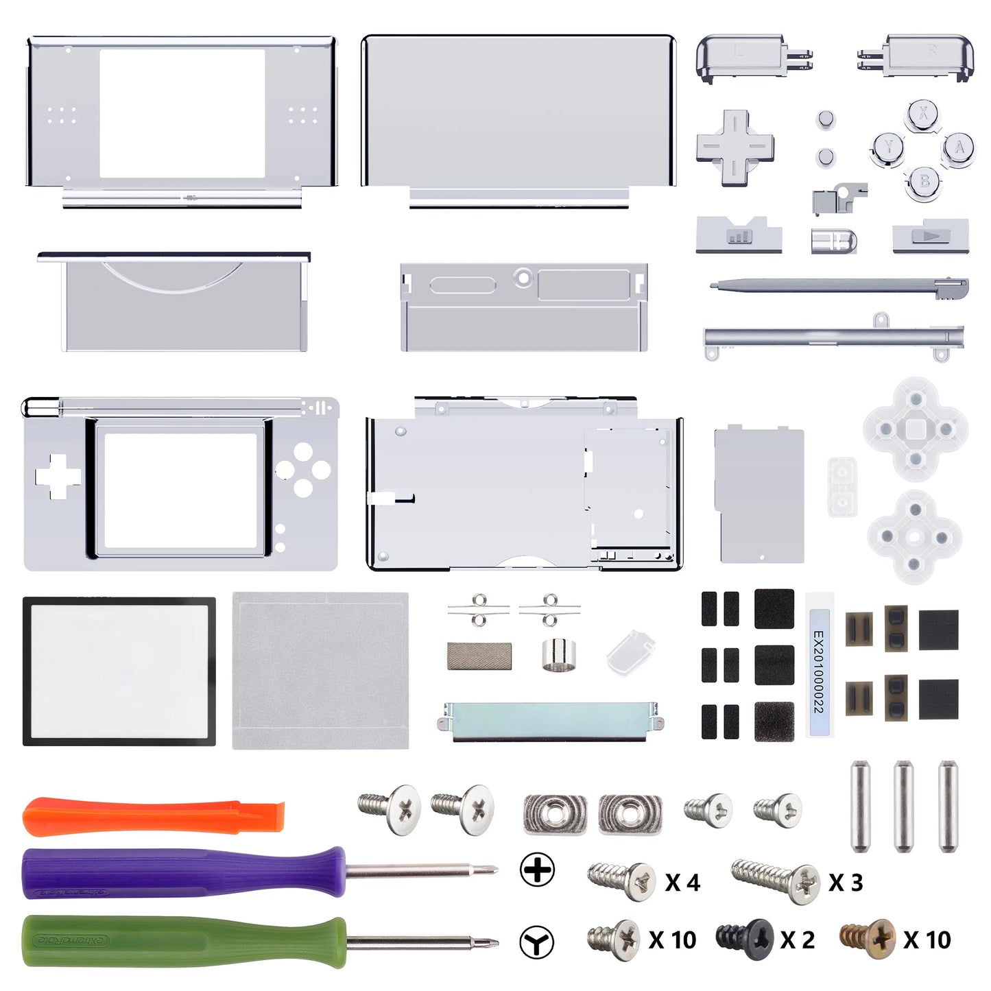eXtremeRate Replacement Full Housing Shell for Nintendo DS Lite, Case Cover with Buttons, Screen Lens for NDSL - Single Series