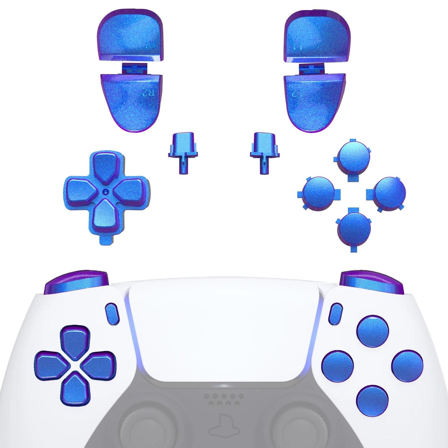 eXtremeRate Replacement D-pad R1 L1 R2 L2 Triggers Face Buttons, Full Set Buttons For ps5 Controller BDM-030/040/050/060