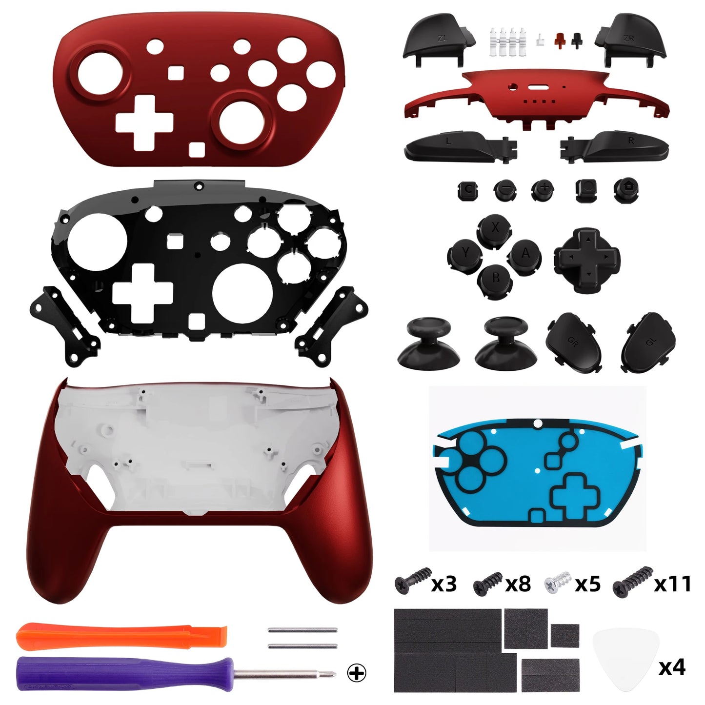 eXtremeRate DIY Replacement Full Set Shell Buttons for Nintendo Switch 2 Pro Controller, Faceplate Rear Bottom Cover
