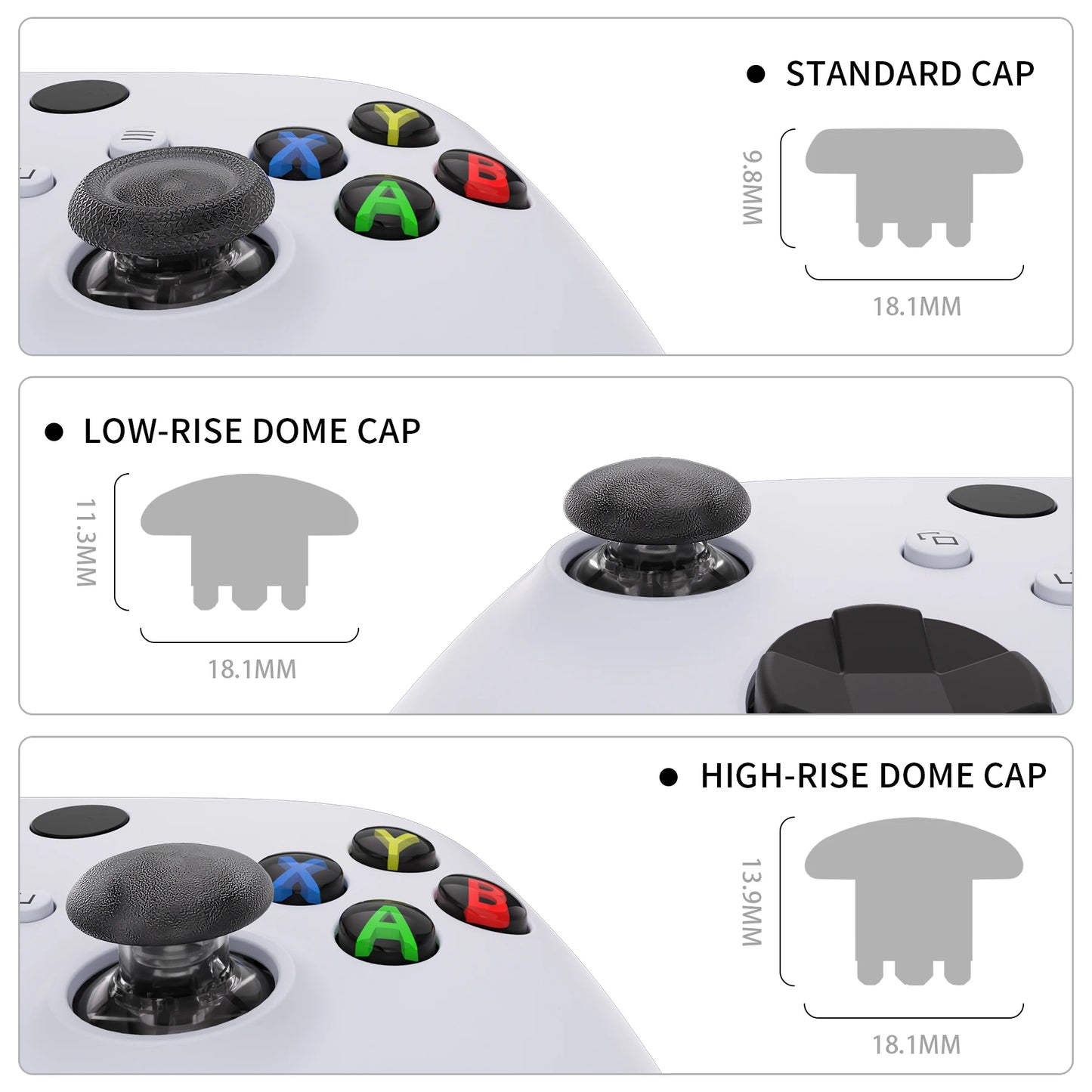 eXtremeRate Interchangeable Thumbsticks for Xbox Core Controller, Xbox One S/X, Xbox Elite V1, Swappable stick for NS Pro