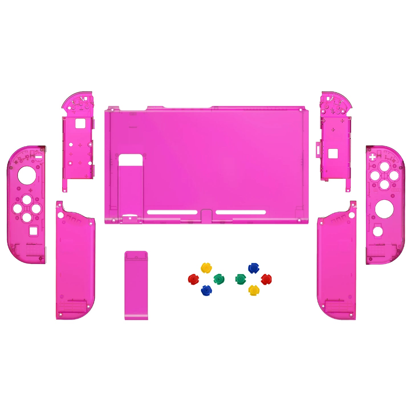 eXtremeRate Transparent Console Back Plate with Controller Housing Shell with Buttons for NS Switch Console & JoyCon