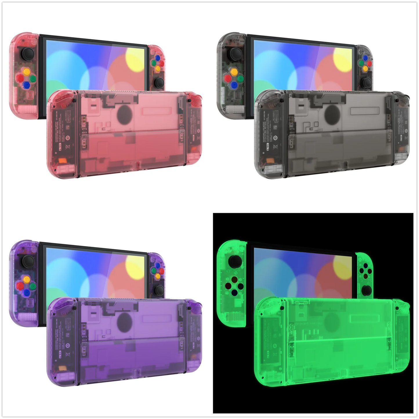 eXtremeRate Replacement Full Set Shell for Nintendo Switch OLED, Back Plate & Kickstand, Joycon Housing with Colorful Buttons