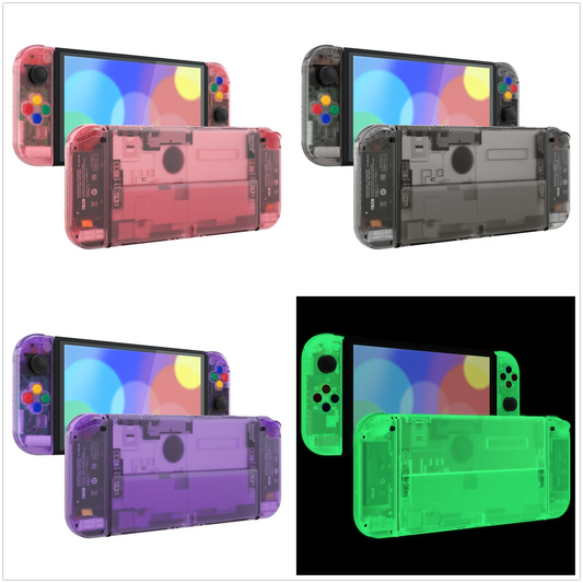 eXtremeRate Replacement Full Set Shell for Nintendo Switch OLED, Back Plate & Kickstand, Joycon Housing with Colorful Buttons