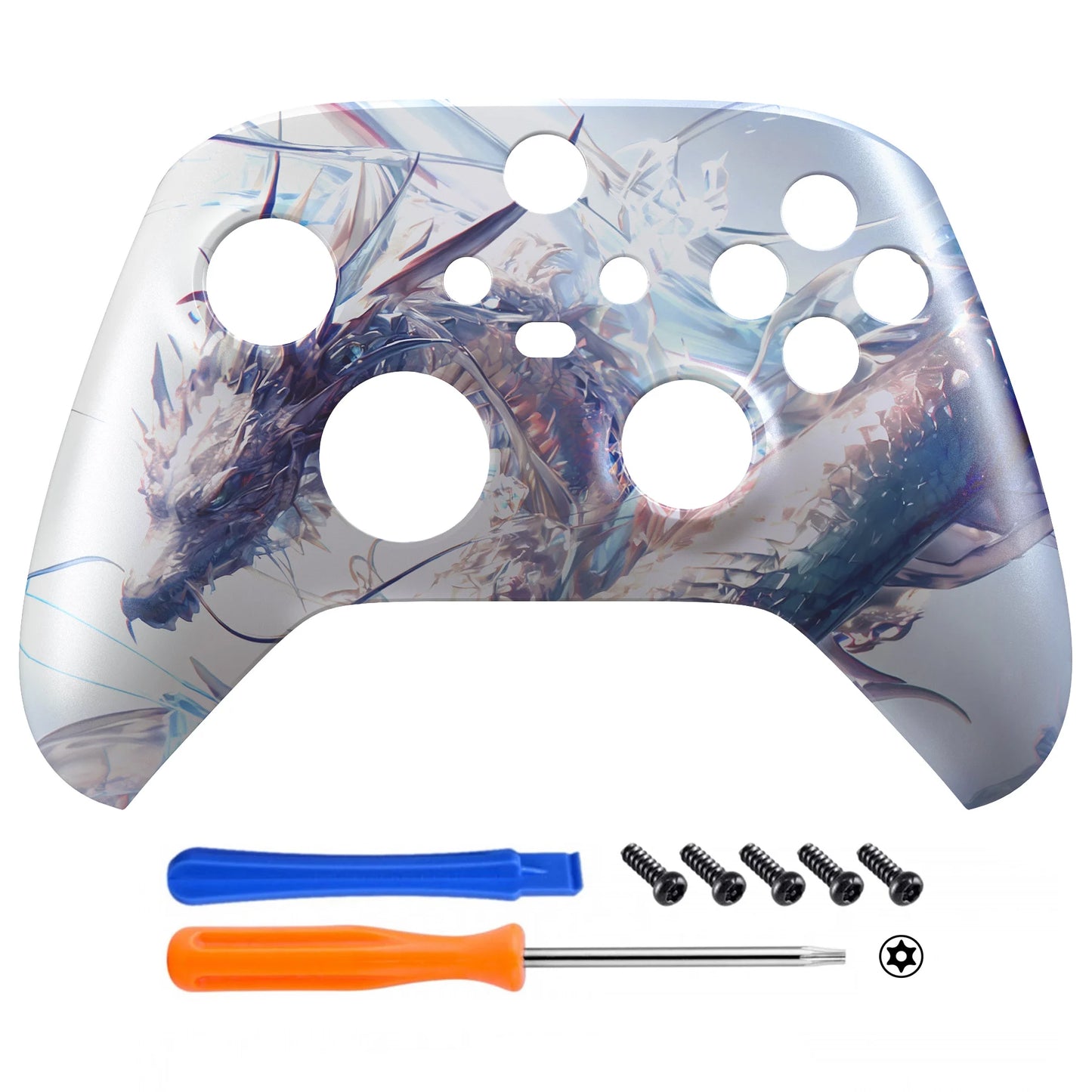 eXtremeRate Custom Pattern Part Faceplate, Soft Touch Grip Front Housing Shell Case for Xbox Series X/S (Xbox Core) Controller