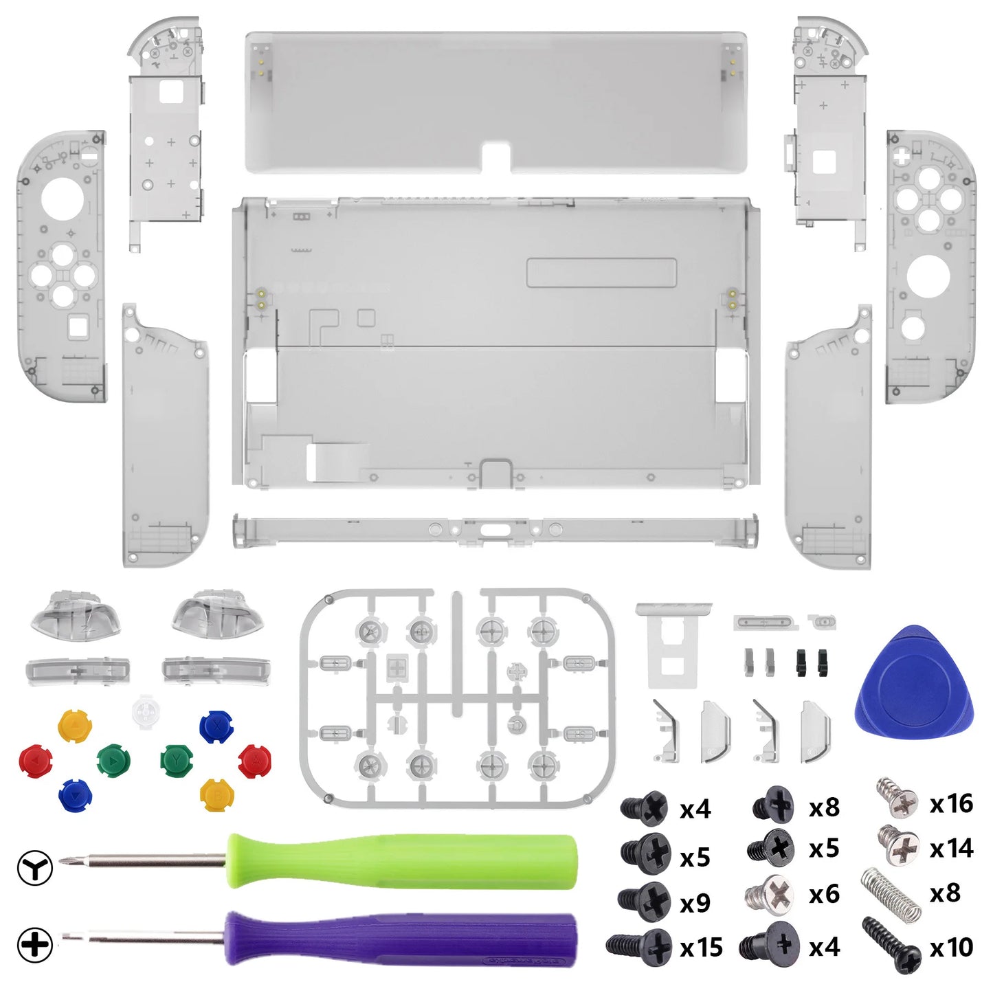 eXtremeRate Replacement Full Set Shell for Nintendo Switch OLED, Back Plate & Kickstand, Joycon Housing with Colorful Buttons