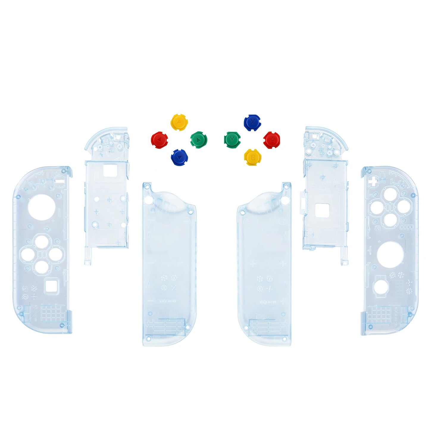 eXtremeRate Custom Transparent Housing Shell Cover W/Full Set Buttons for Nintendo Switch JoyCon & OLED JoyCon Controller