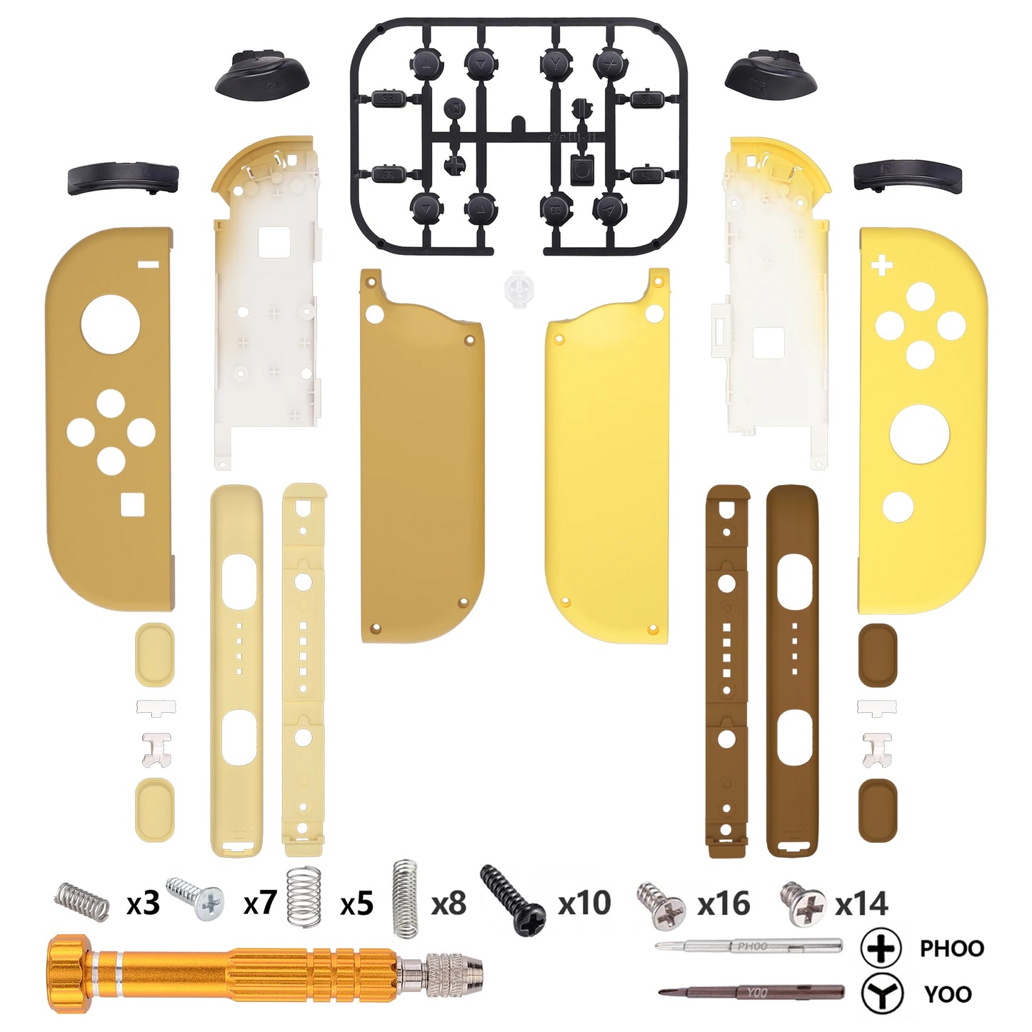 eXtremeRate DIY Replacement Shell Buttons for Nintendo Switch & Switch OLED Joycon and Strap, Housing Case Wrist Strap Cover