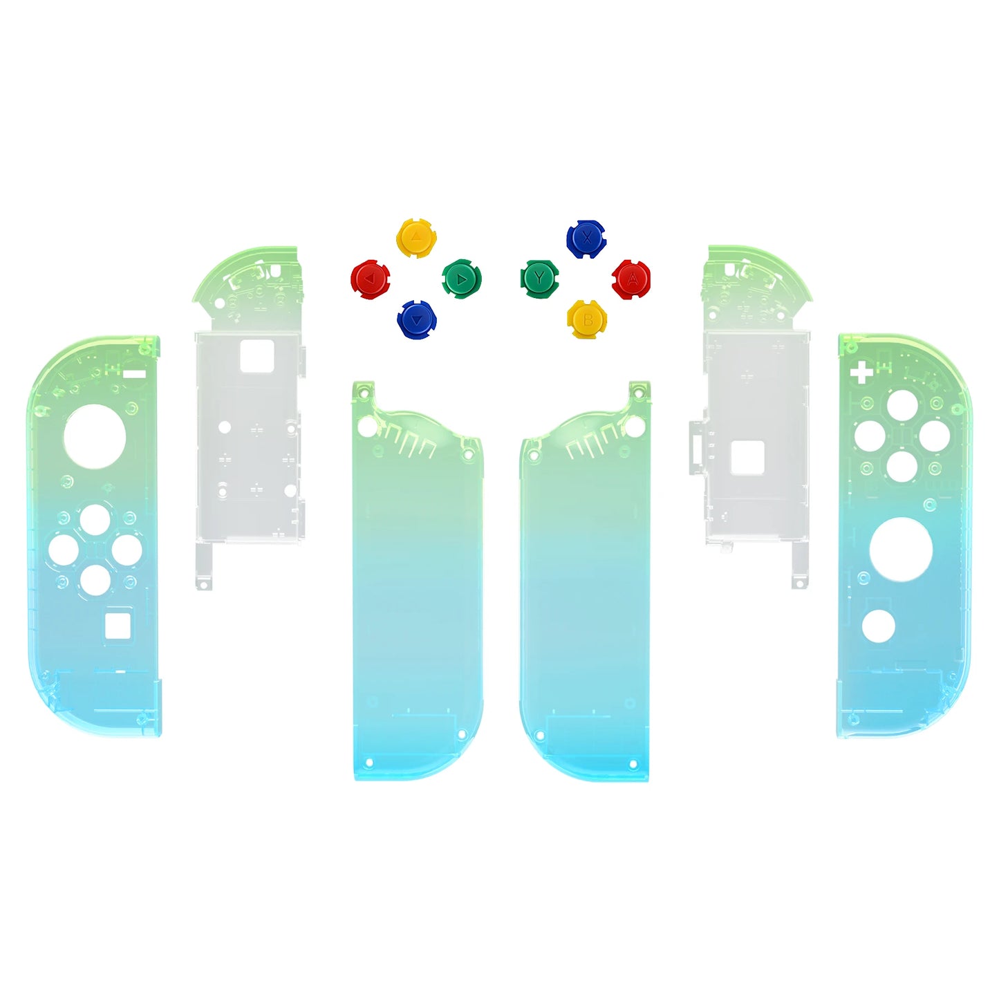 eXtremeRate Custom Transparent Housing Shell Cover W/Full Set Buttons for Nintendo Switch JoyCon & OLED JoyCon Controller