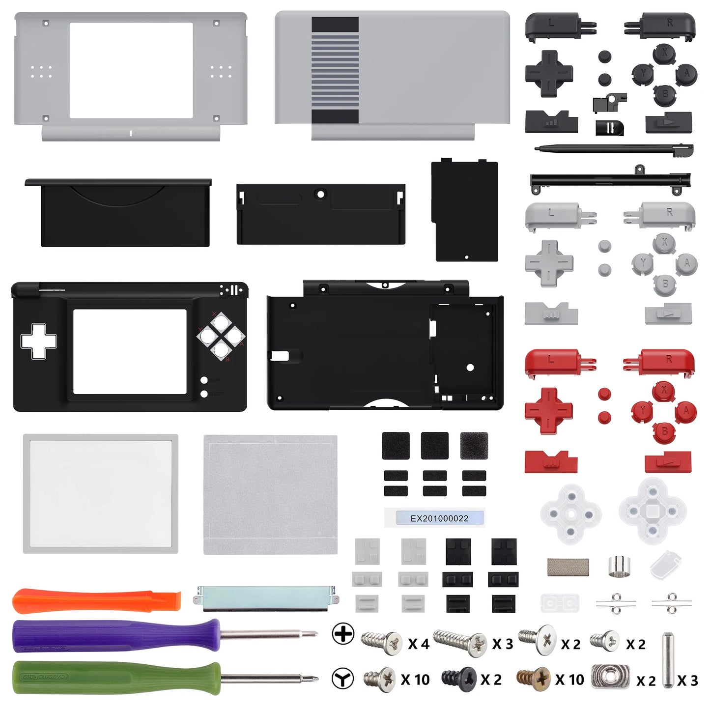 eXtremeRate Replacement Full Housing Shell for Nintendo DS Lite, Case Cover W/Buttons, Screen Lens for NDSL - SFC SNES Classic
