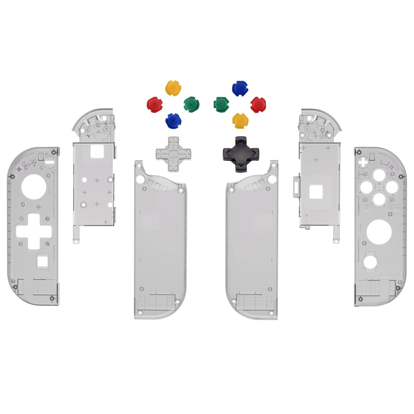 eXtremeRate Switch Gamepad Replacement Case Transparent Shell Cover for Nintend Switch NS JoyCon & NS OLED JoyCon - Clear Black