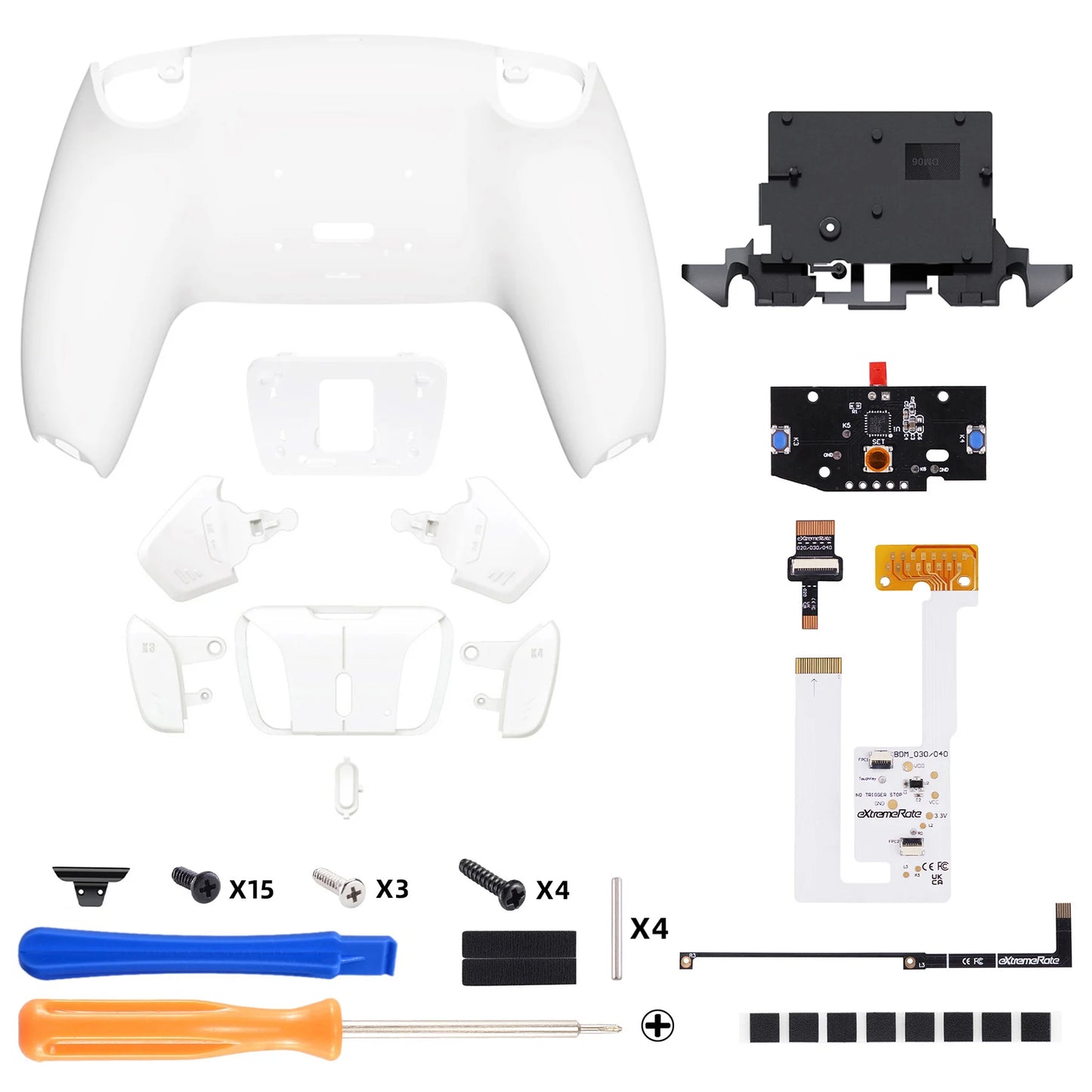 eXtremeRate Programable RISE4 V4 Remap Kit for ps5 Controller BDM-060, Upgrade Board & Redesigned Back Shell & Buttons